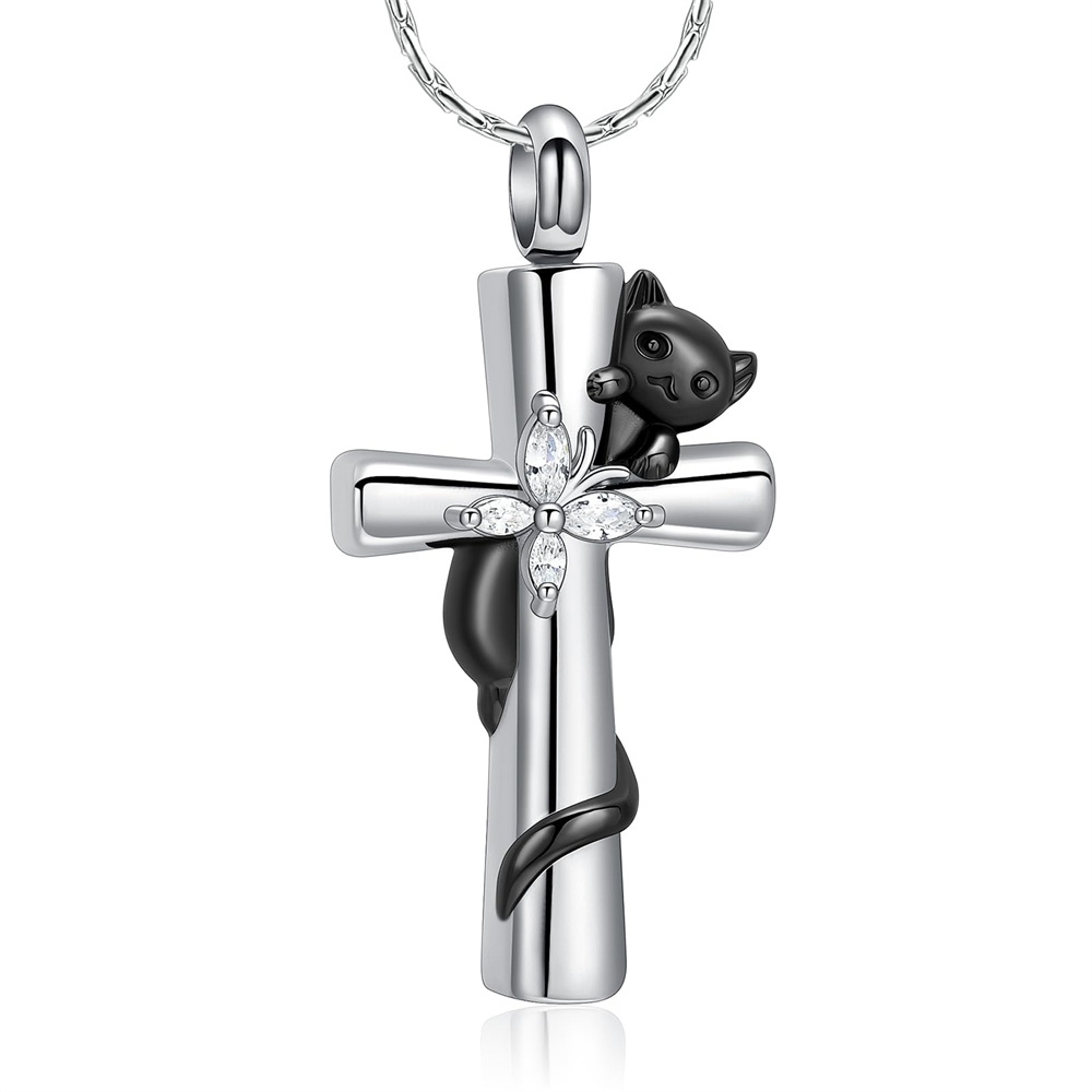 Stainless Steel Cremation Necklace - Footprint Design, Urn Jewelry With Chain, Funnel & Box