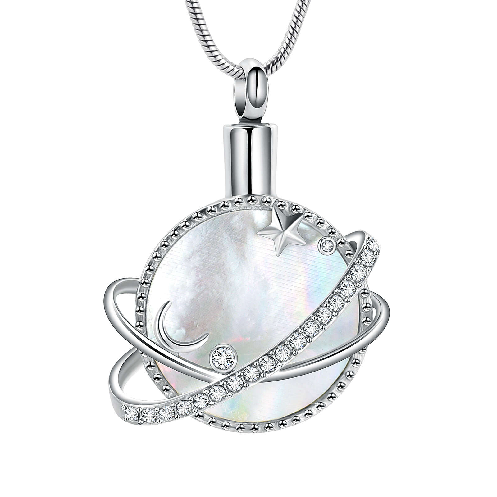Crescent Urn Necklace for Ashes Abalone Shell Cremation Jewelry Ashes Jewelry