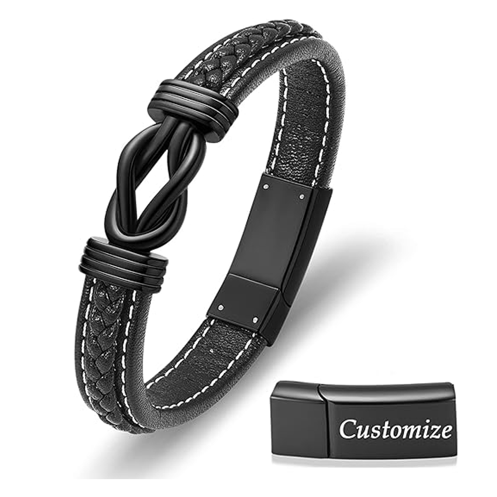 Urn Bracelet for Ashes for Women Men Infinity Knot Cremation Leather Cuff Bangle - Picture 34 of 41