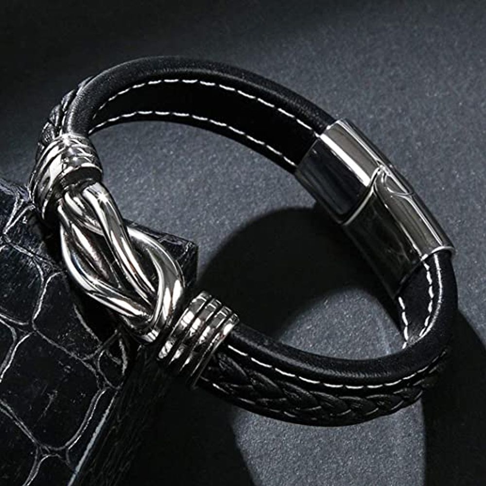 Urn Bracelet for Ashes for Women Men Infinity Knot Cremation Leather Cuff Bangle - Picture 35 of 41