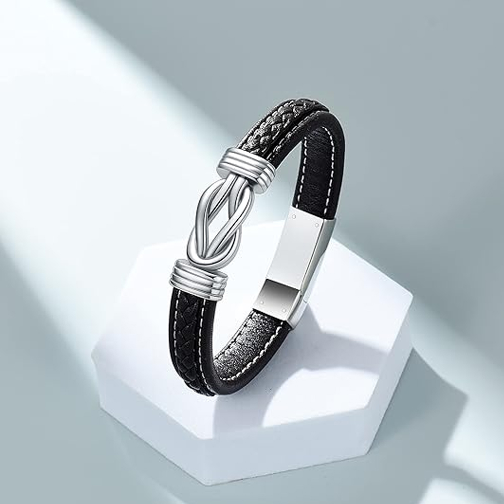 Urn Bracelet for Ashes for Women Men Infinity Knot Cremation Leather Cuff Bangle - Picture 39 of 41