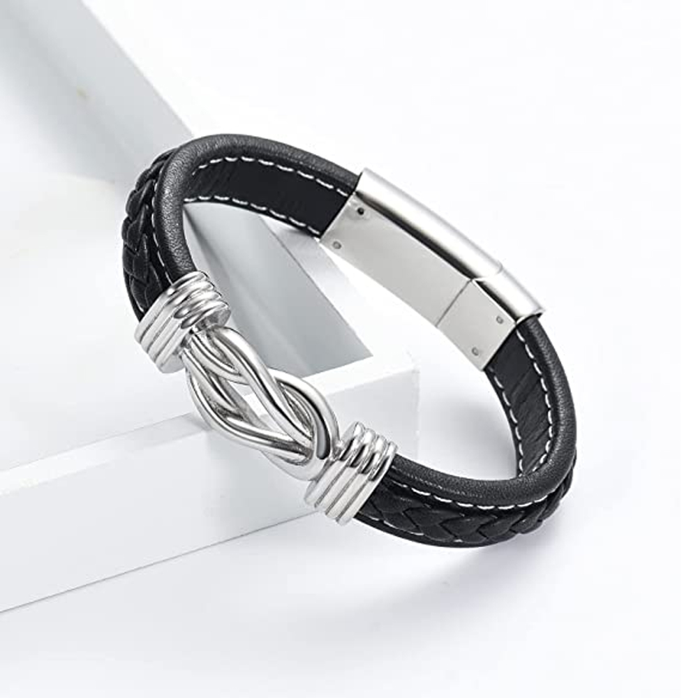 Urn Bracelet for Ashes for Women Men Infinity Knot Cremation Leather Cuff Bangle - Picture 40 of 41