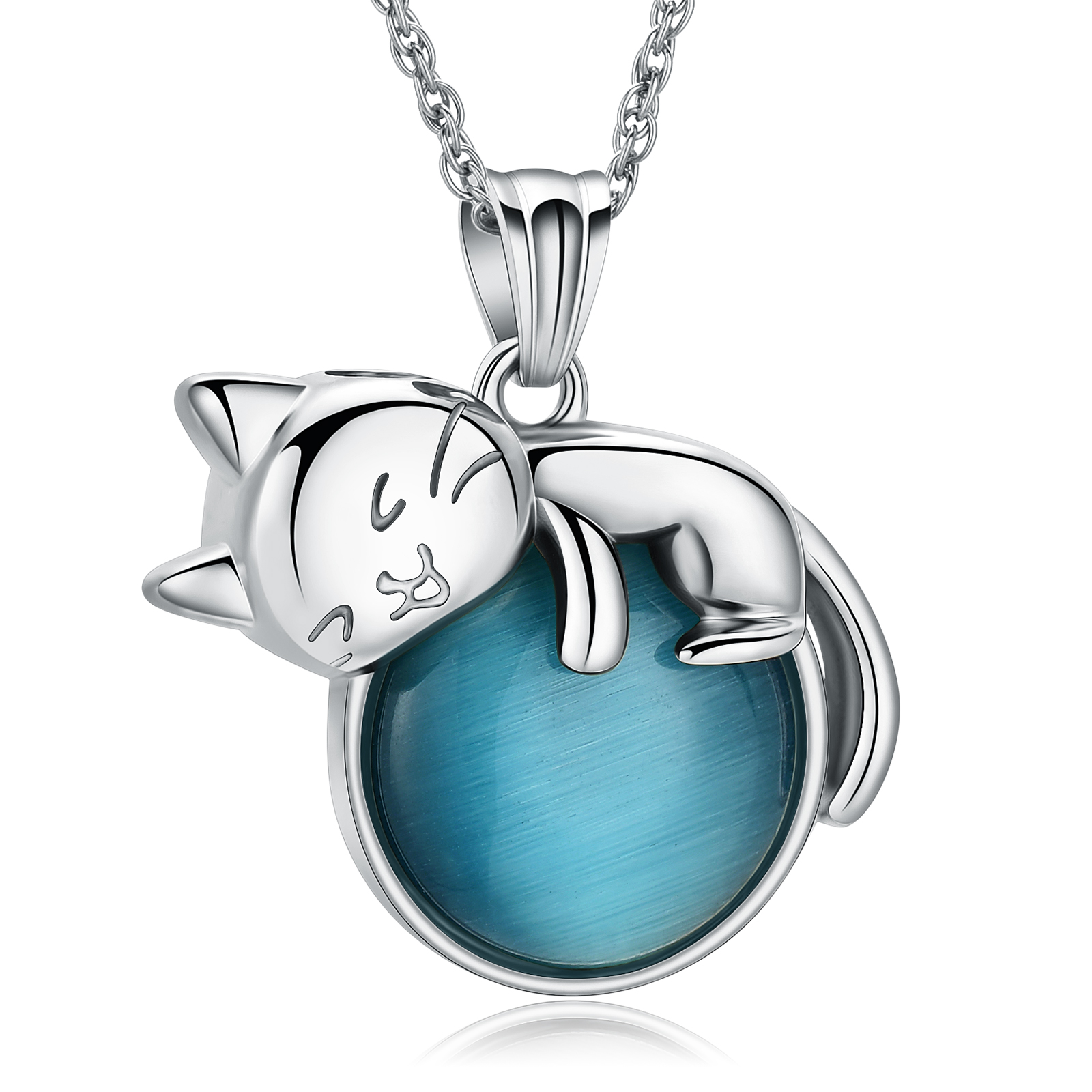 Cat Urn Necklace for Ashes Moonstone Pet Urn Cremation Keepsake Memorial Jewelry