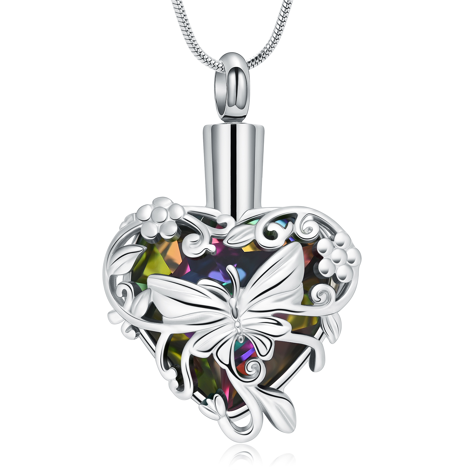 Butterfly Urn Necklace for Ashes Crystal Cremation Keepsake Memorial Urn Pendant