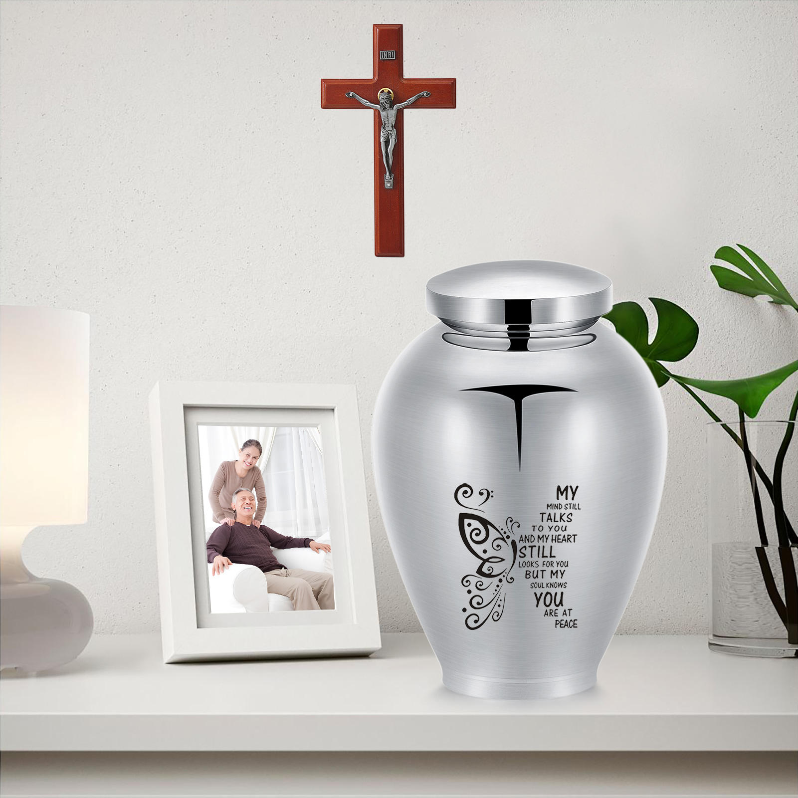 Urna in acciaio inox commemorativa farfalla 14,3*21 cm per ceneri cremazione cane gatto - Foto 8 di 20