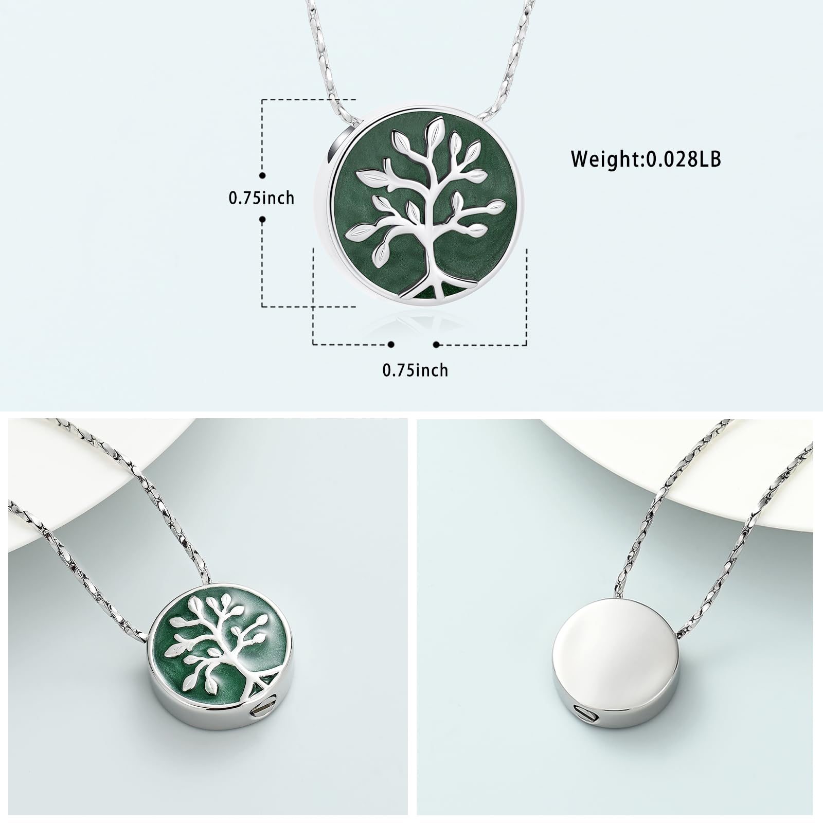 Vintage Tree of Life Urn Keepsake Pendant Memorial Necklace Cremation Ashes Jewe - Picture 4 of 21