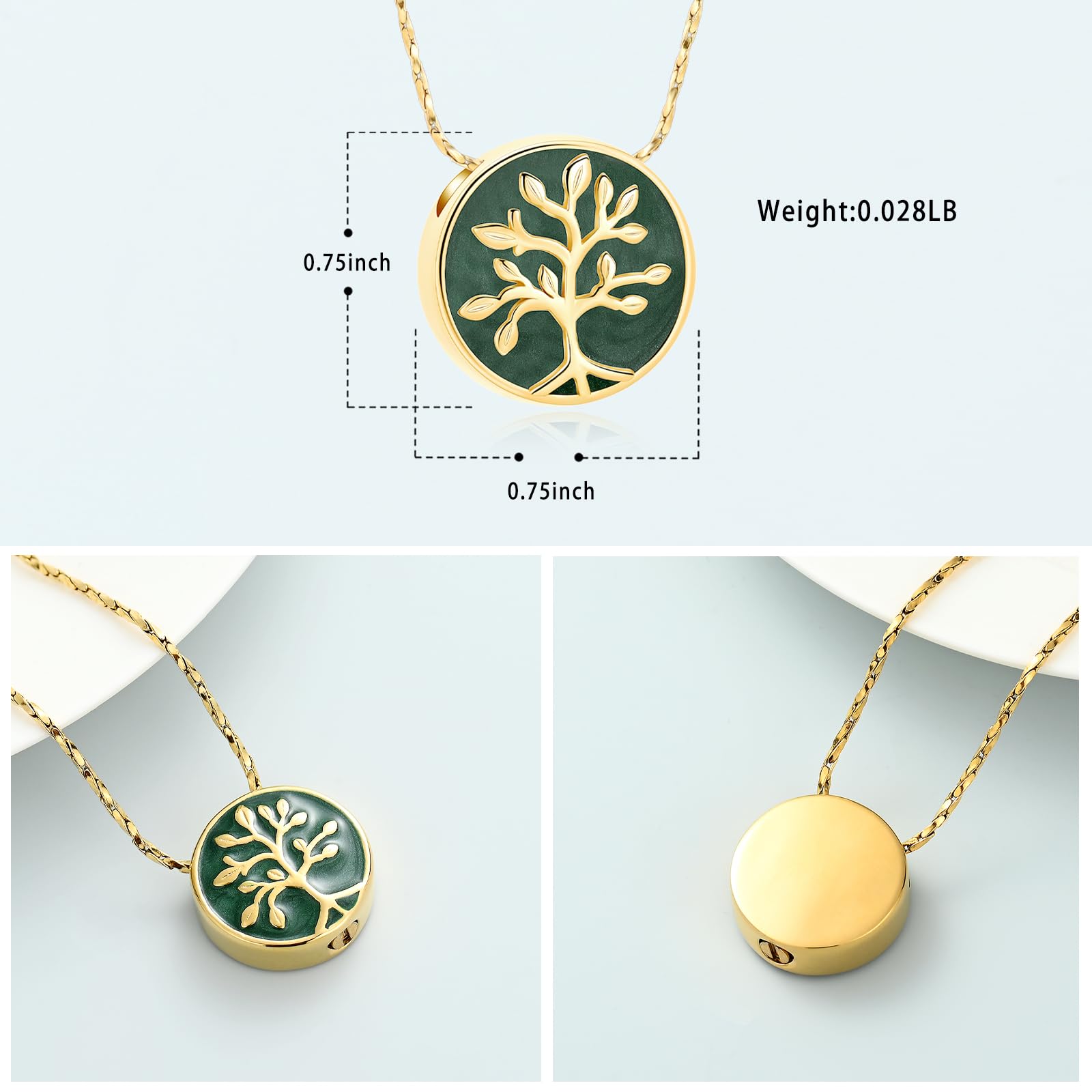 Vintage Tree of Life Urn Keepsake Pendant Memorial Necklace Cremation Ashes Jewe - Picture 9 of 21