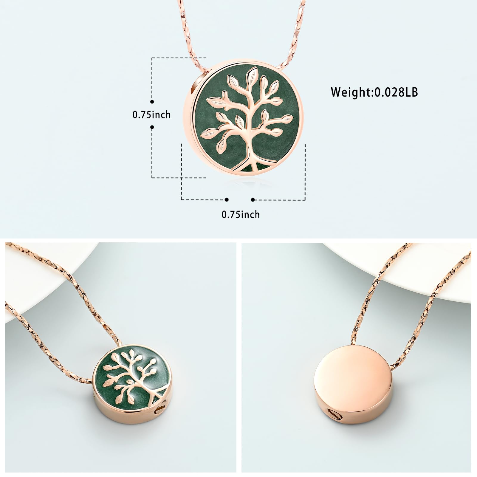 Vintage Tree of Life Urn Keepsake Pendant Memorial Necklace Cremation Ashes Jewe - Picture 13 of 21