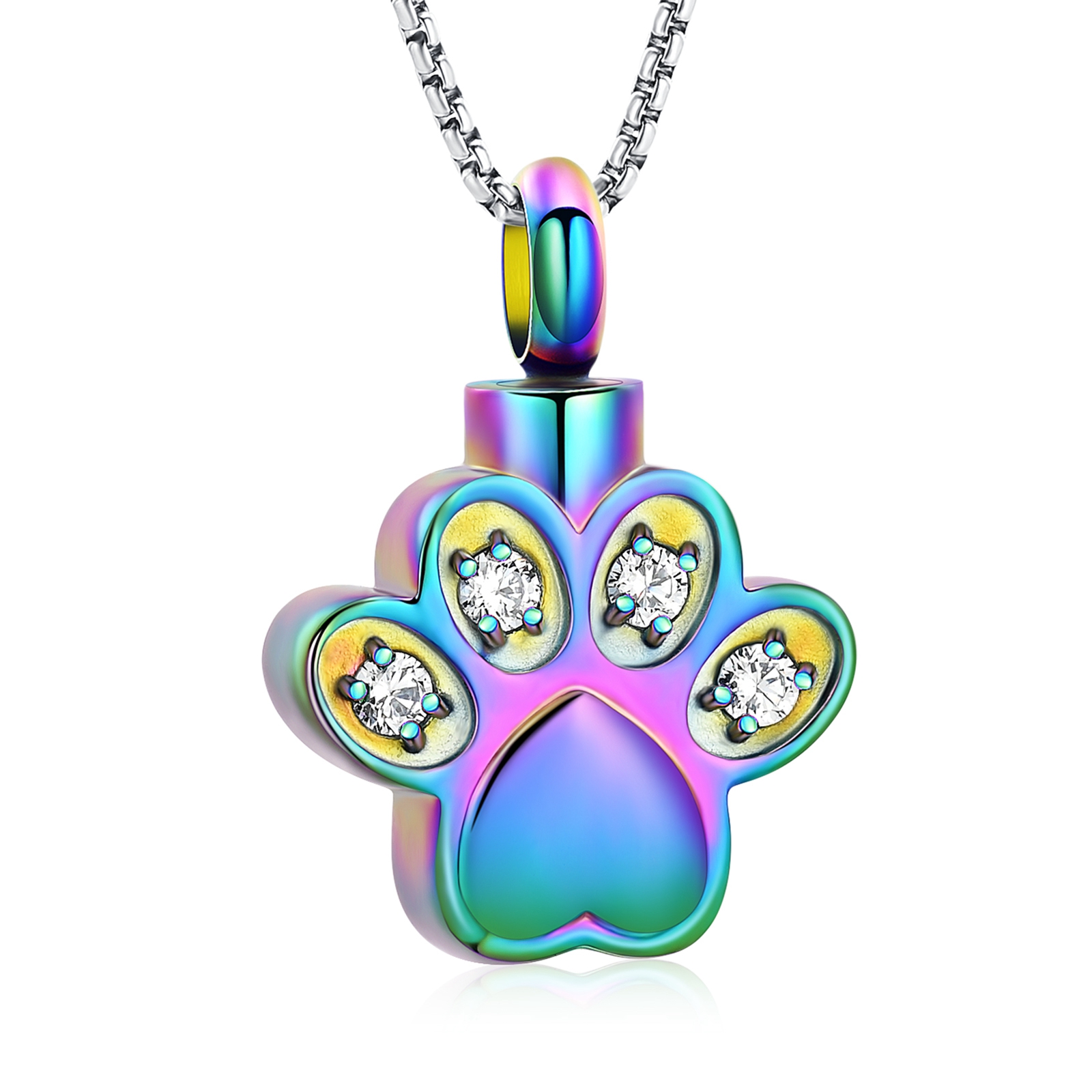 Paw Print Pet Urn Keepsake Pendant Memorial Necklace Dog Cat Ashes Jewellery - Picture 11 of 12