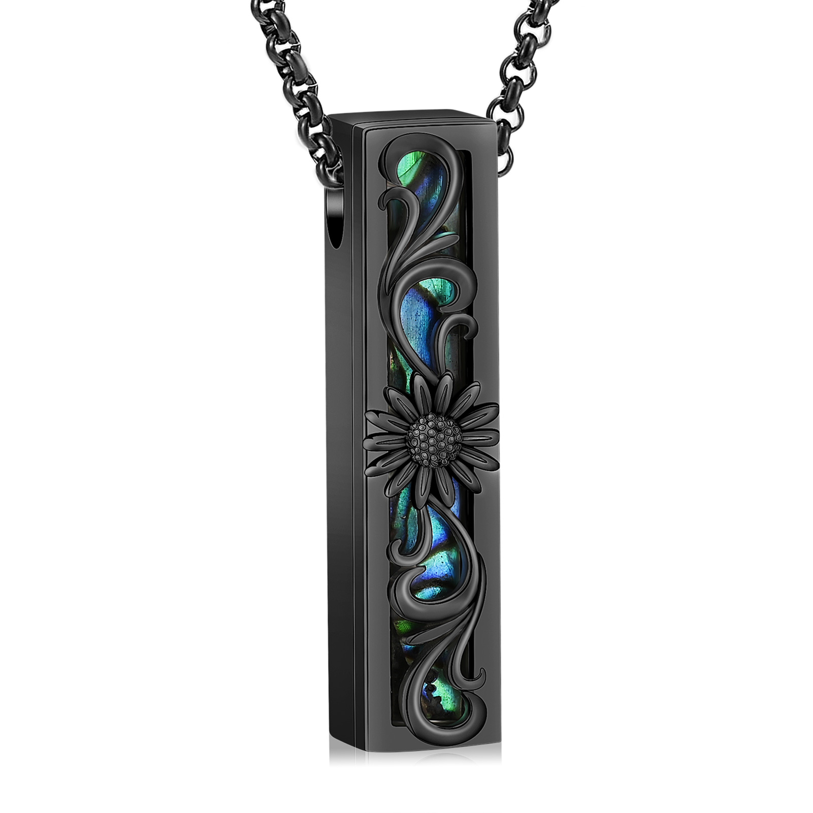 Sunflower Urn Necklace for Ashes Cylinder Bar Necklace for Ashes Memorial Gifts