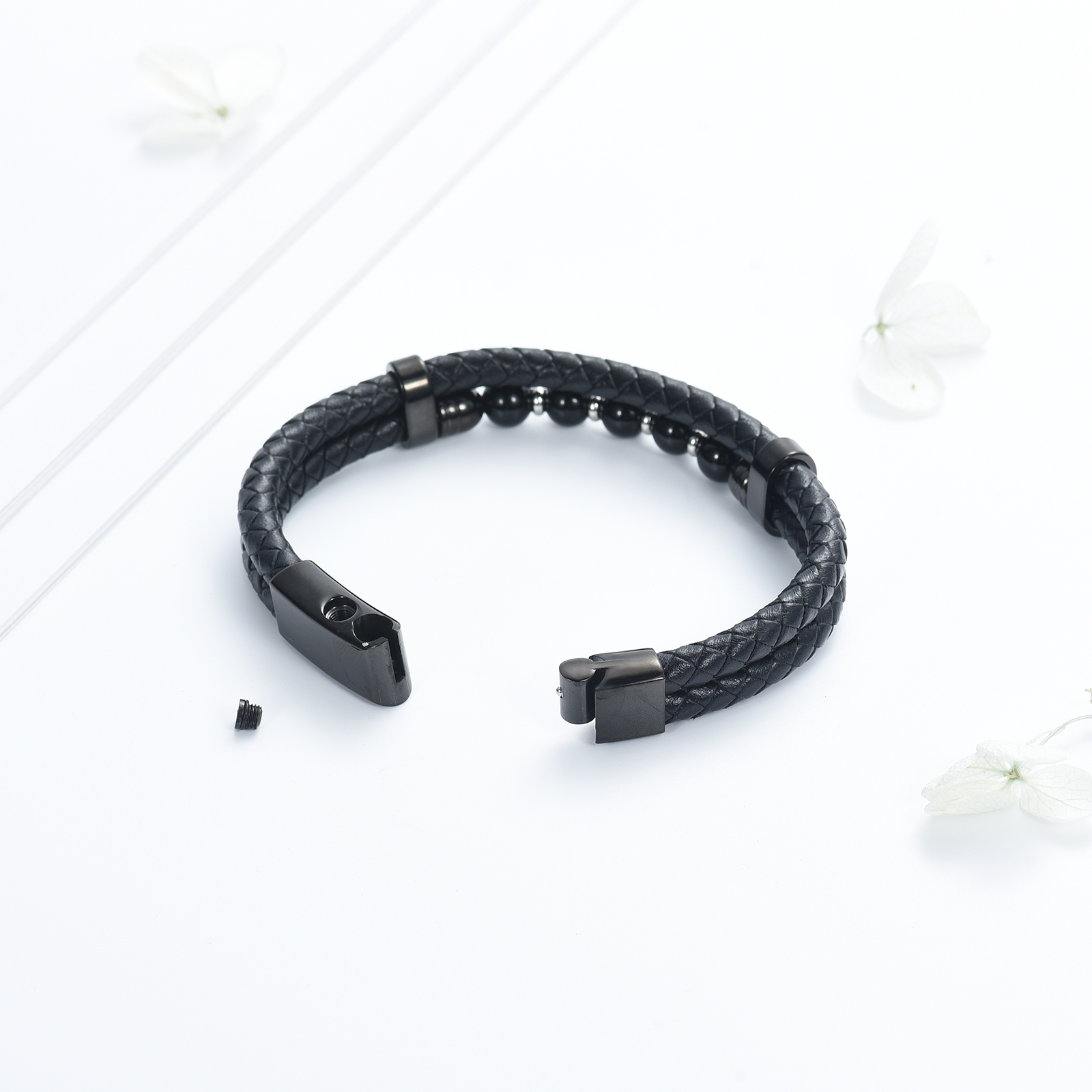 Cremation Memorial Urn Bracelet for Ashes Lava Stone Cremation Ashes Urn Bangle