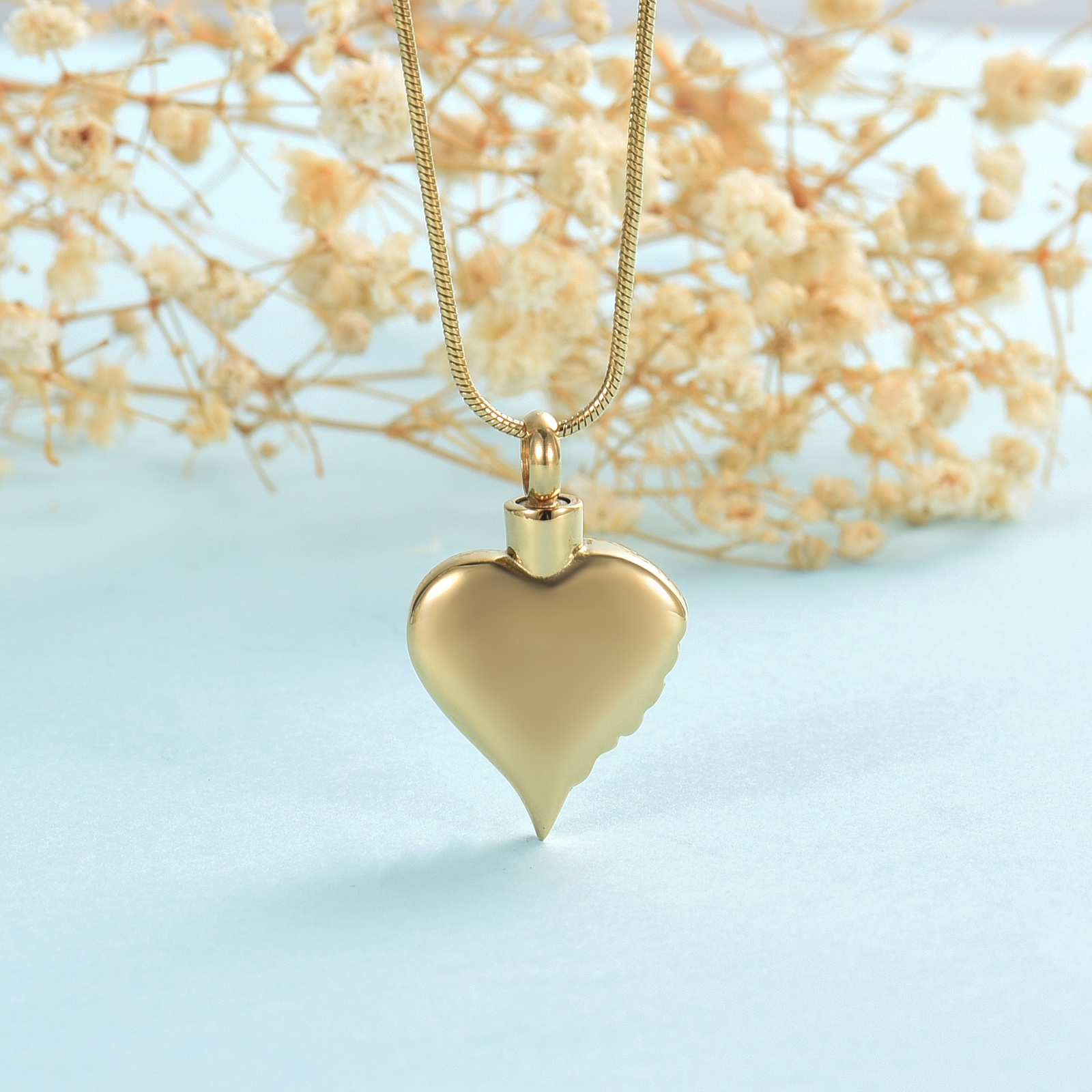 Crystal Angel Wing Heart Cremation Pendant Keepsake Urn Necklace Ashes Jewellery - Picture 11 of 23