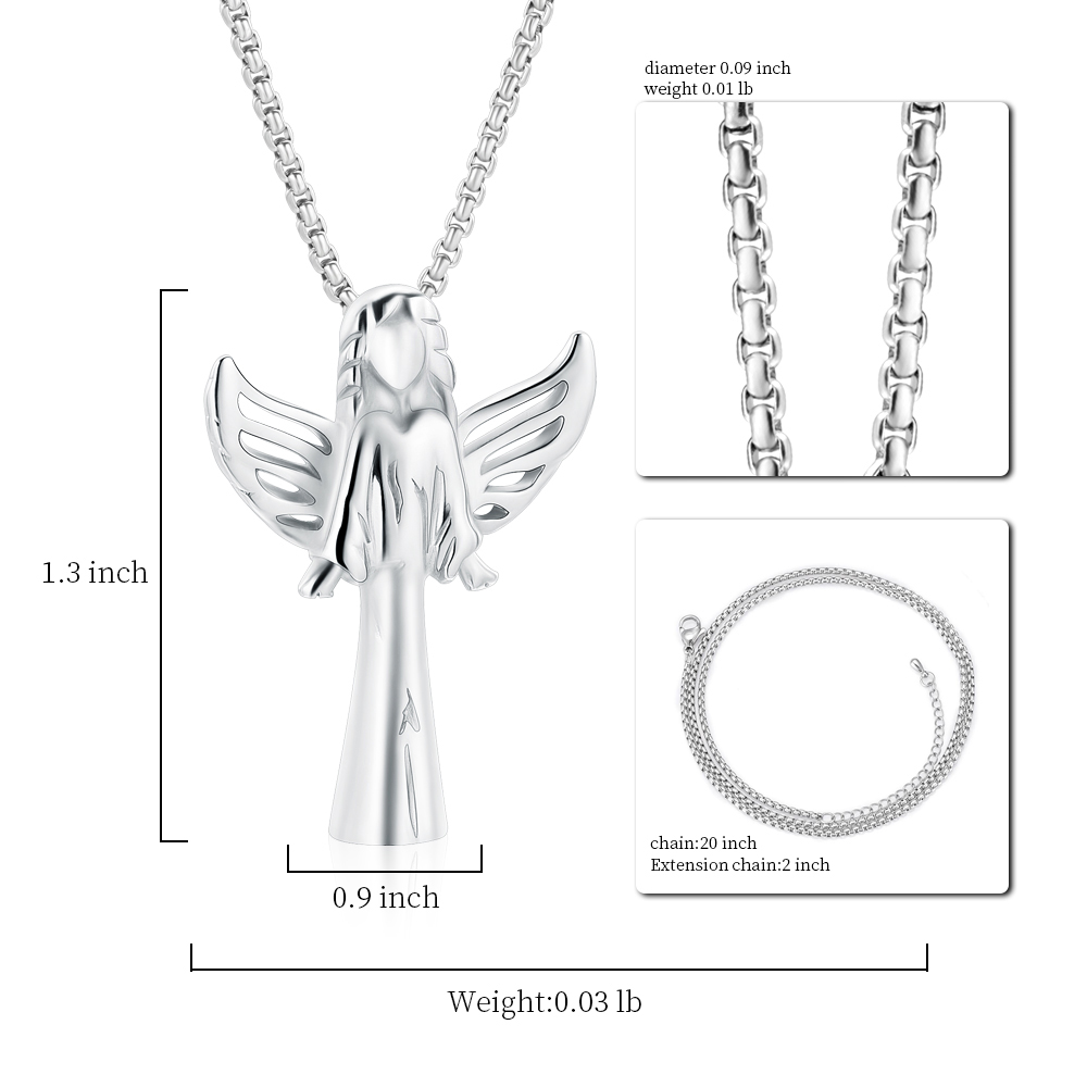 Angel Urn Necklace for Women Girl Stainless Steel Ashes Urn Pendant Ashes Holder - Picture 12 of 35