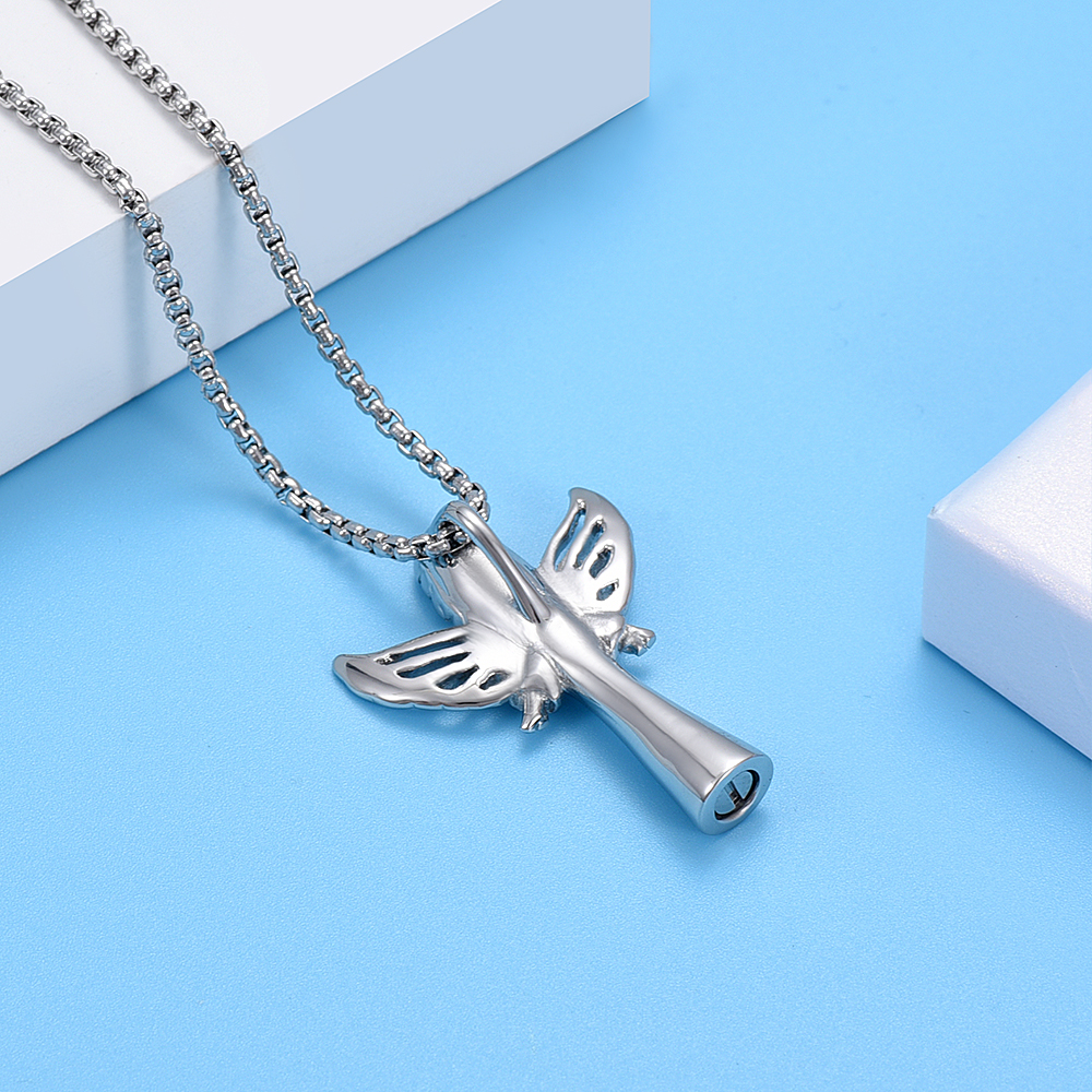 Angel Urn Necklace for Women Girl Stainless Steel Ashes Urn Pendant Ashes Holder - Picture 13 of 35