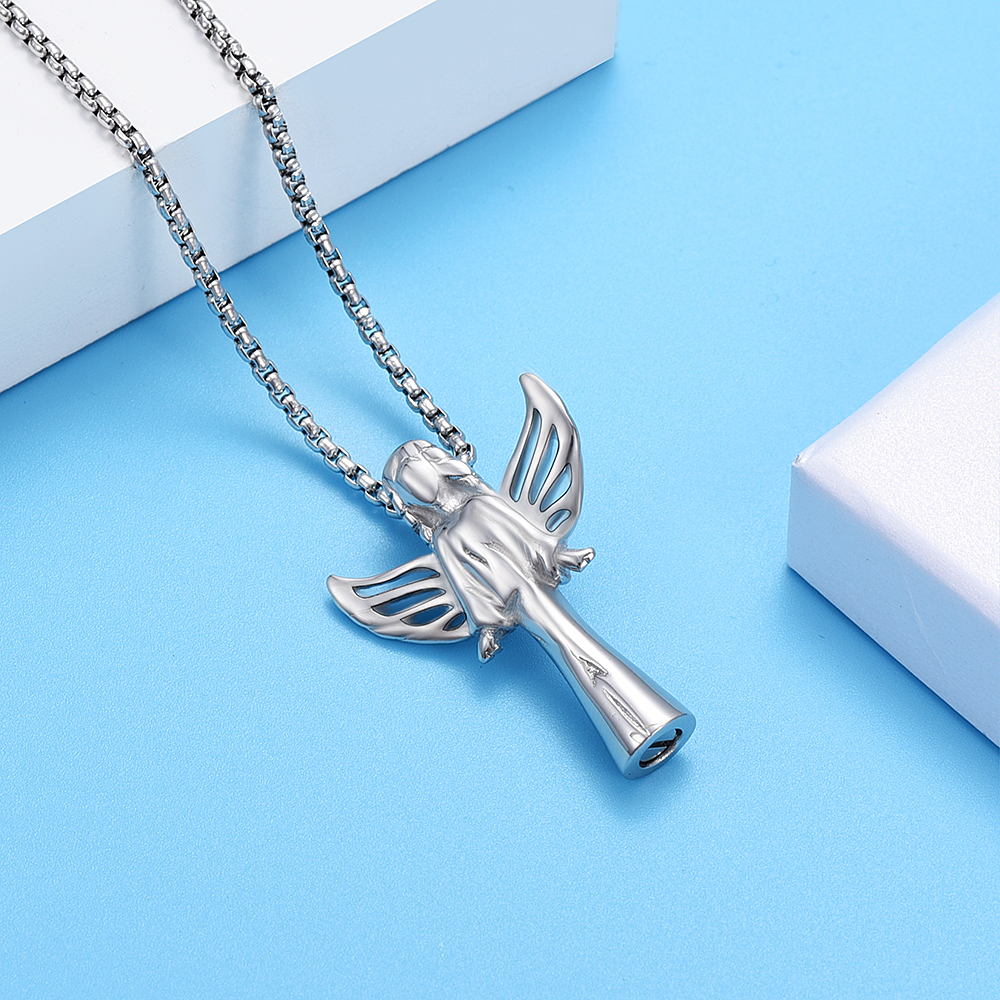 Angel Urn Necklace for Women Girl Stainless Steel Ashes Urn Pendant Ashes Holder - Picture 14 of 35