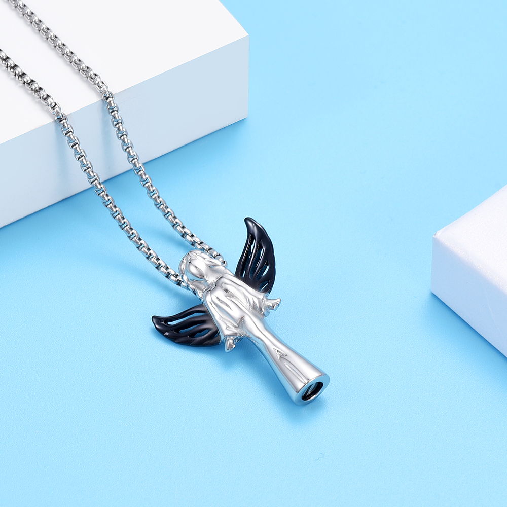Angel Urn Necklace for Women Girl Stainless Steel Ashes Urn Pendant Ashes Holder - Picture 18 of 35