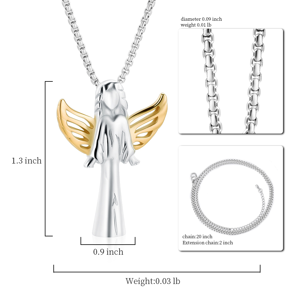 Angel Urn Necklace for Women Girl Stainless Steel Ashes Urn Pendant Ashes Holder - Picture 22 of 35