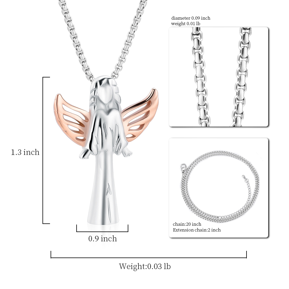 Angel Urn Necklace for Women Girl Stainless Steel Ashes Urn Pendant Ashes Holder - Picture 26 of 35