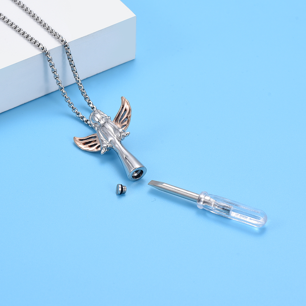 Angel Urn Necklace for Women Girl Stainless Steel Ashes Urn Pendant Ashes Holder - Picture 29 of 35