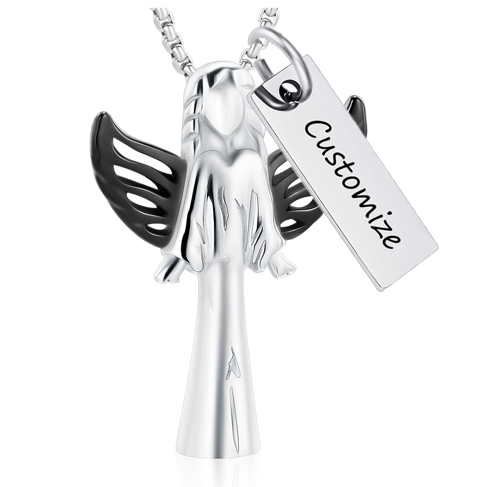 Angel Urn Necklace for Women Girl Stainless Steel Ashes Urn Pendant Ashes Holder - Picture 30 of 35