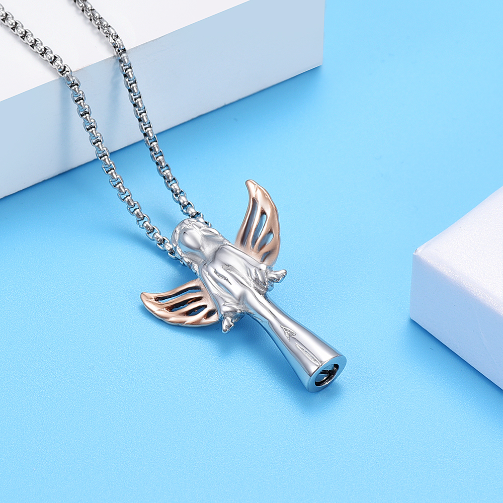 Angel Urn Necklace for Women Girl Stainless Steel Ashes Urn Pendant Ashes Holder - Picture 33 of 35