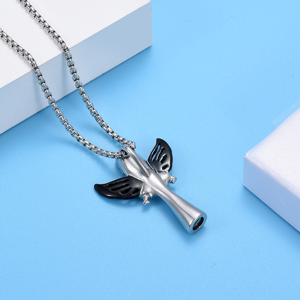 Angel Urn Necklace for Women Girl Stainless Steel Ashes Urn Pendant Ashes Holder - Picture 34 of 35