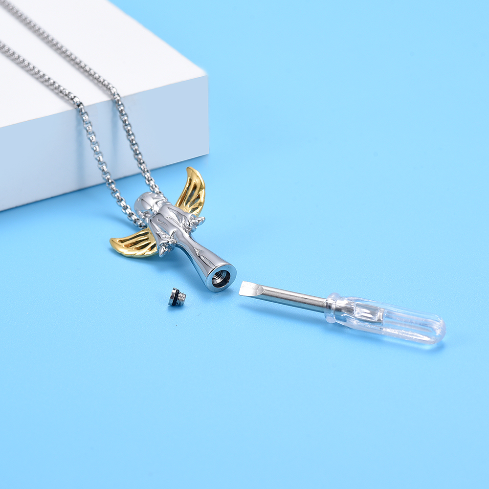 Angel Urn Necklace for Women Girl Stainless Steel Ashes Urn Pendant Ashes Holder - Picture 35 of 35
