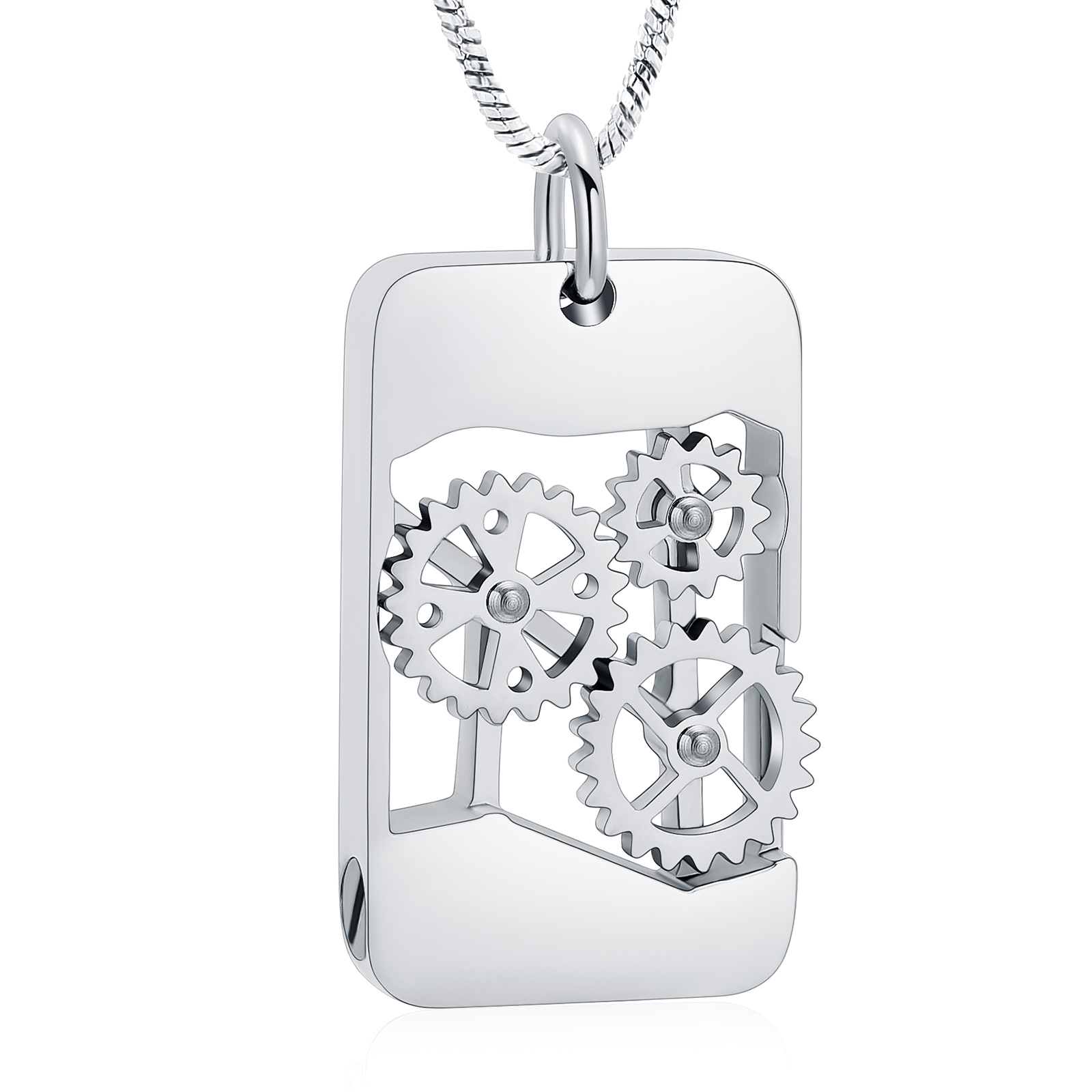Gear Shape Hip Hop Urn Necklace for Ashes Stainless Steel Cremation Urn Pendants