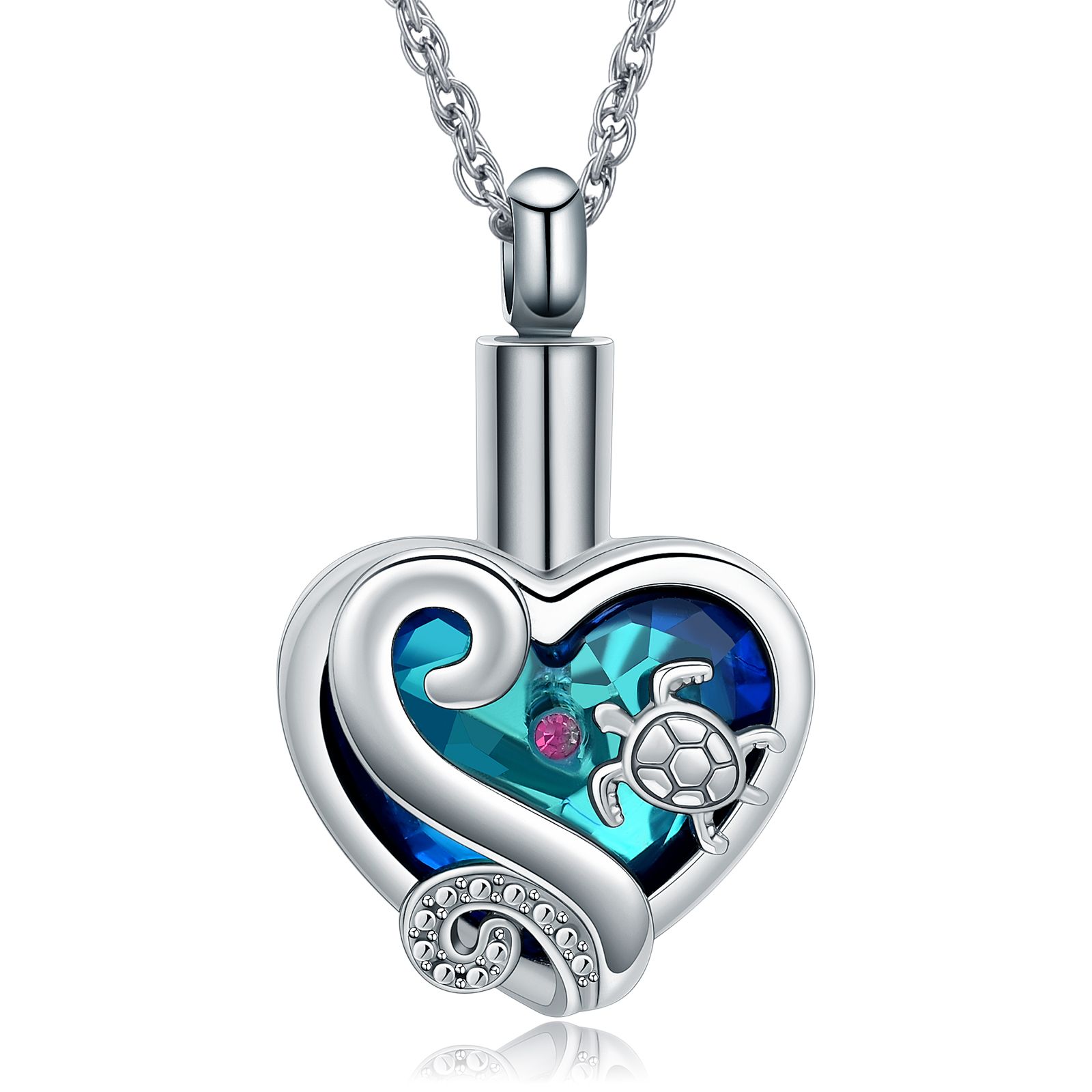 Sea Turtle Crystal Urn Necklaces for Ashes Urn Cremation Jewelry for Human / Pet