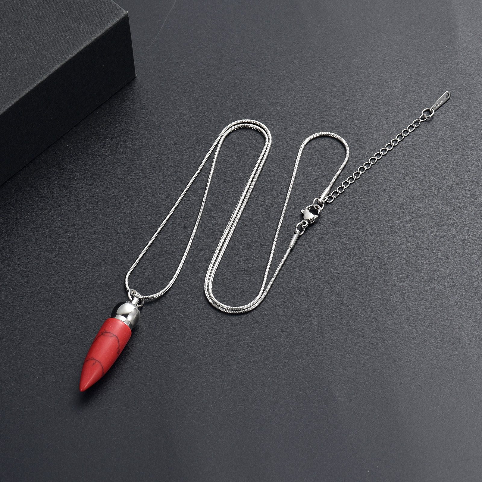 Women Men Stone Bullet Hollow Urn Pendant Cremation Jewelry Ashe Memory Necklace - Picture 7 of 36