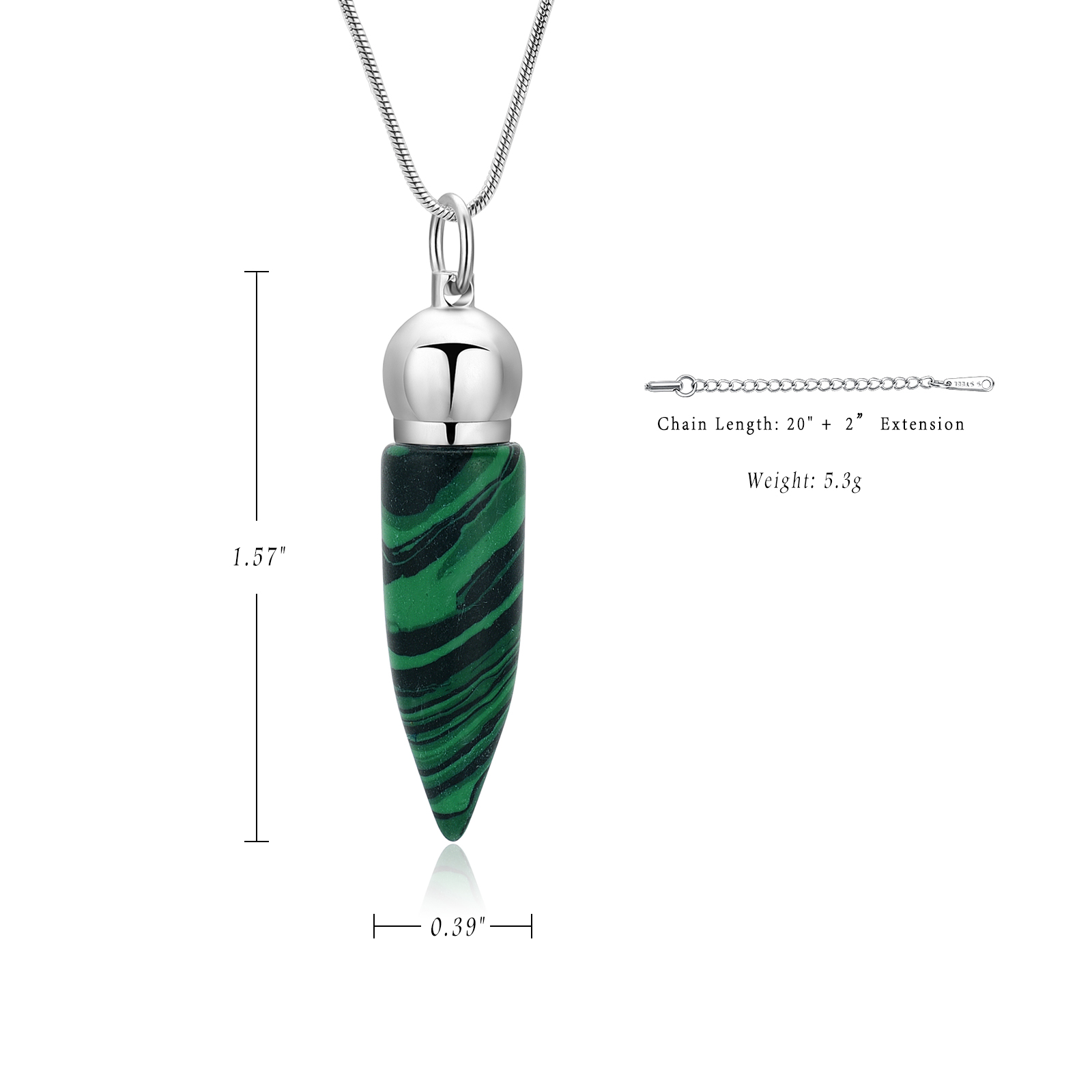 Women Men Stone Bullet Hollow Urn Pendant Cremation Jewelry Ashe Memory Necklace - Picture 15 of 36