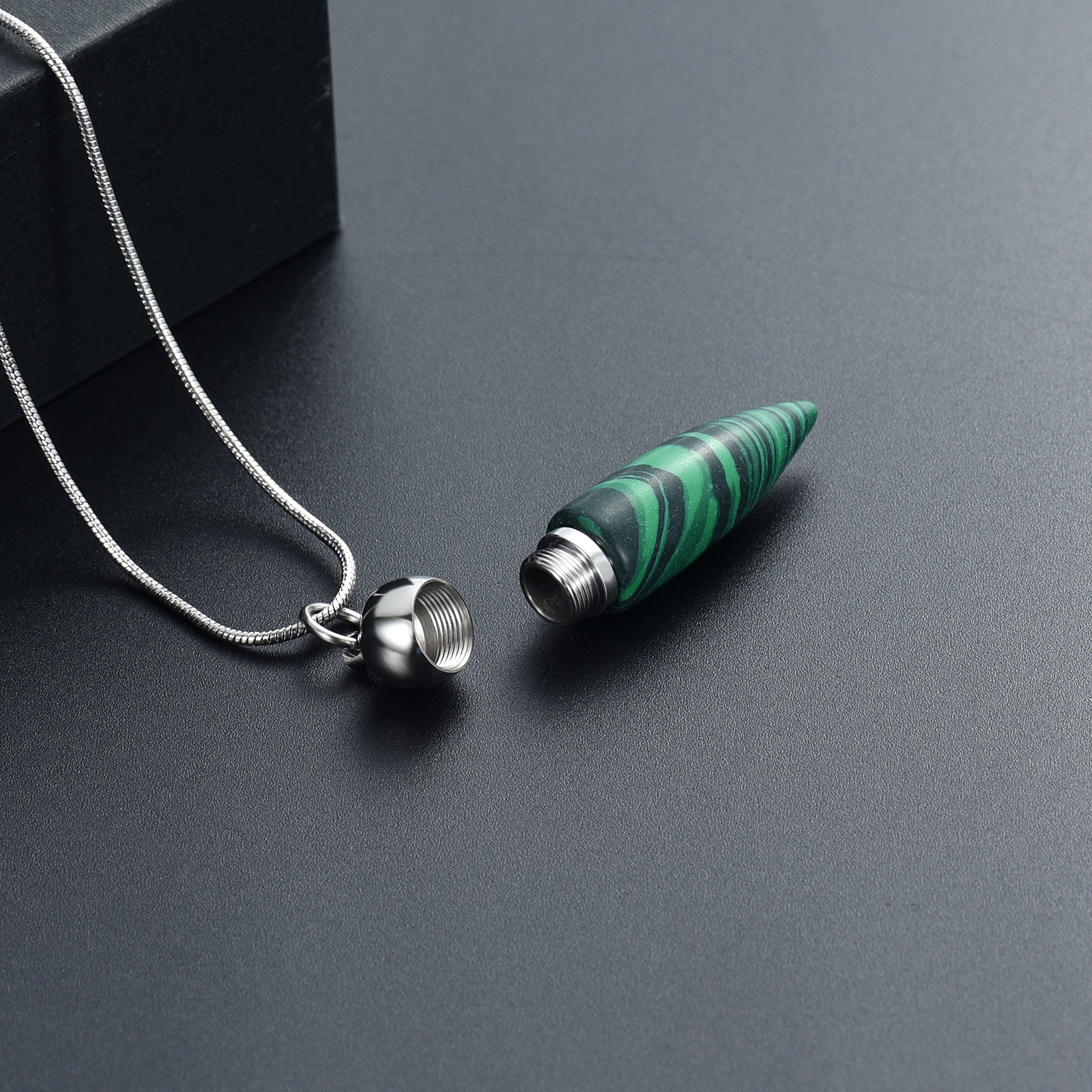 Women Men Stone Bullet Hollow Urn Pendant Cremation Jewelry Ashe Memory Necklace - Picture 17 of 36