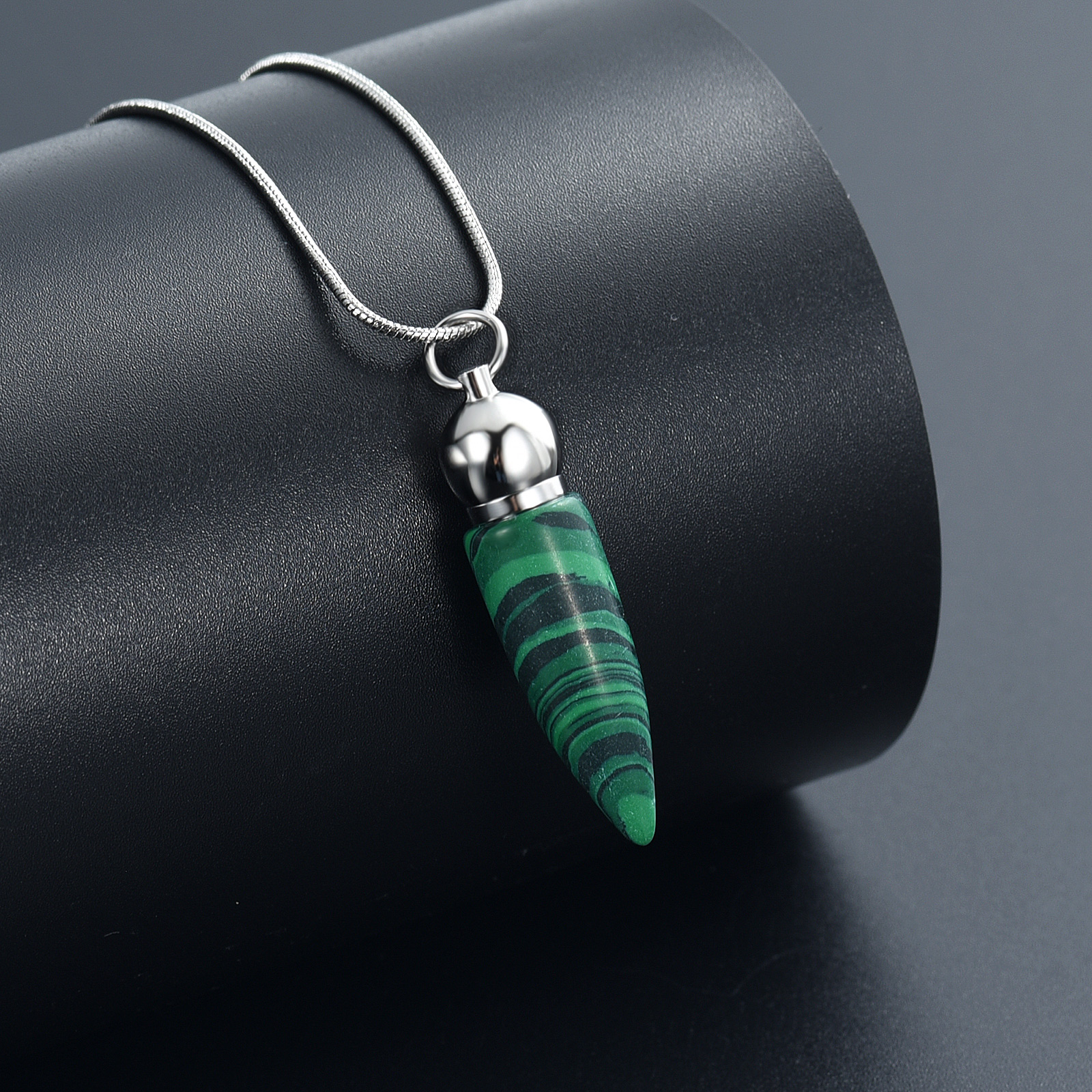 Women Men Stone Bullet Hollow Urn Pendant Cremation Jewelry Ashe Memory Necklace - Picture 16 of 36