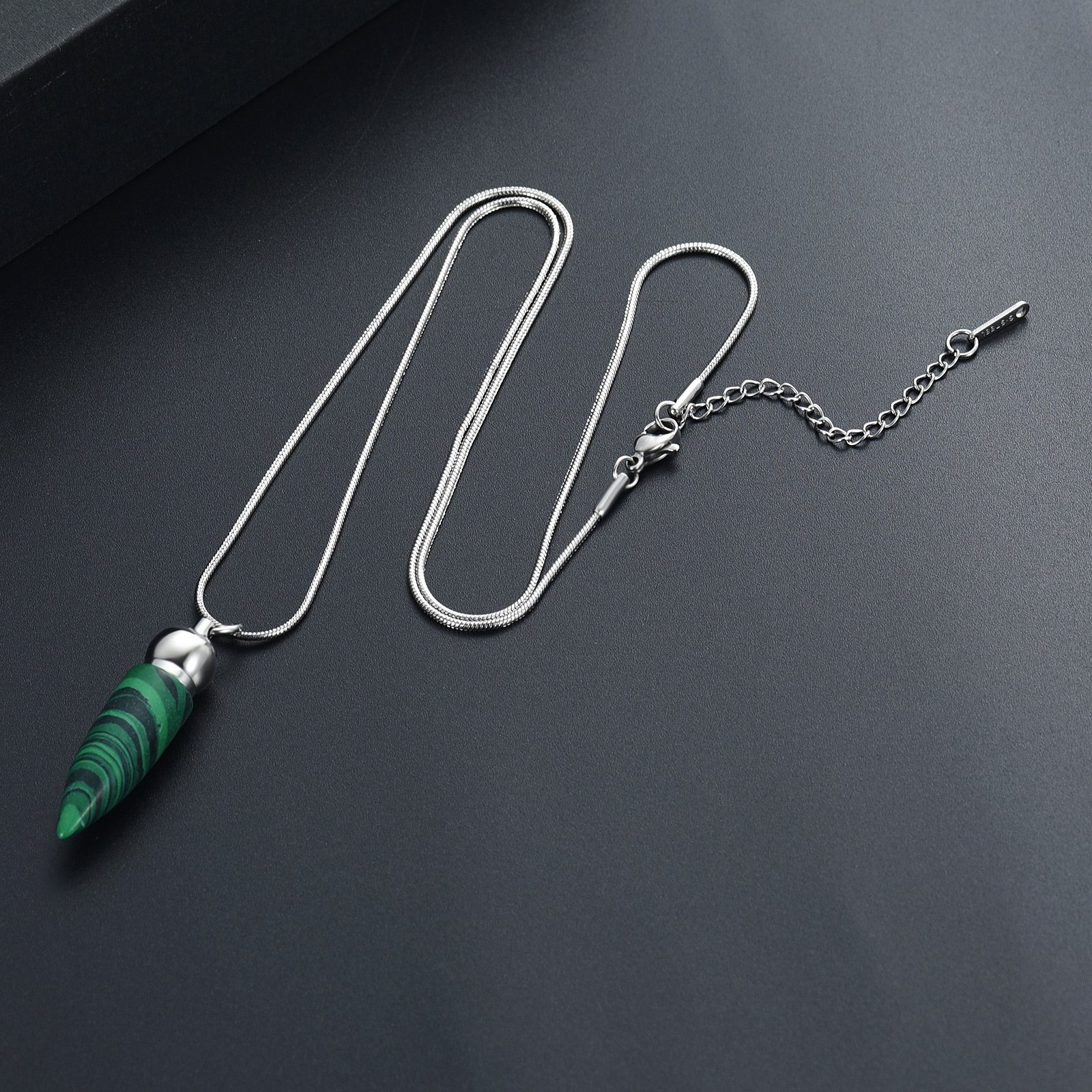 Women Men Stone Bullet Hollow Urn Pendant Cremation Jewelry Ashe Memory Necklace - Picture 19 of 36
