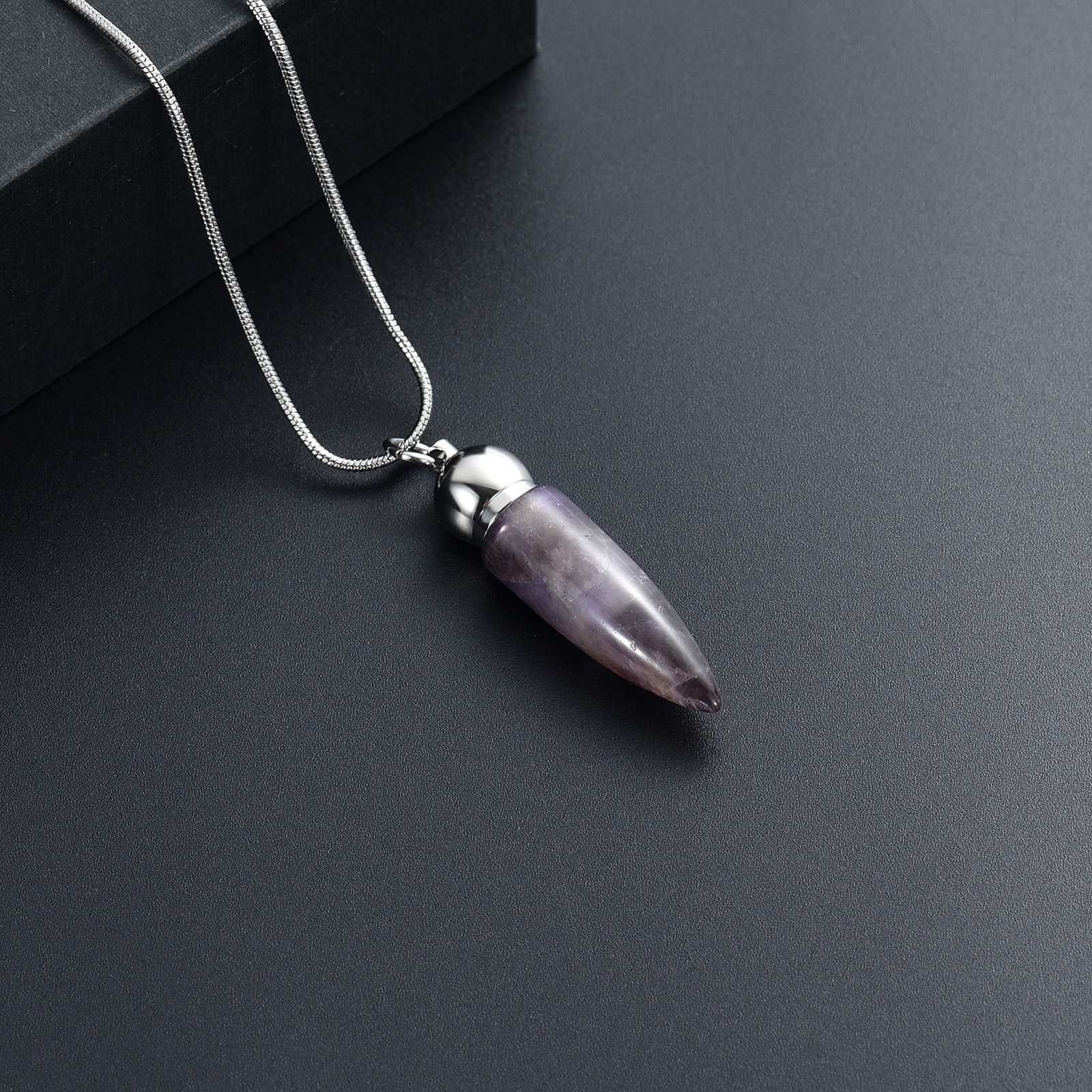 Women Men Stone Bullet Hollow Urn Pendant Cremation Jewelry Ashe Memory Necklace - Picture 23 of 36