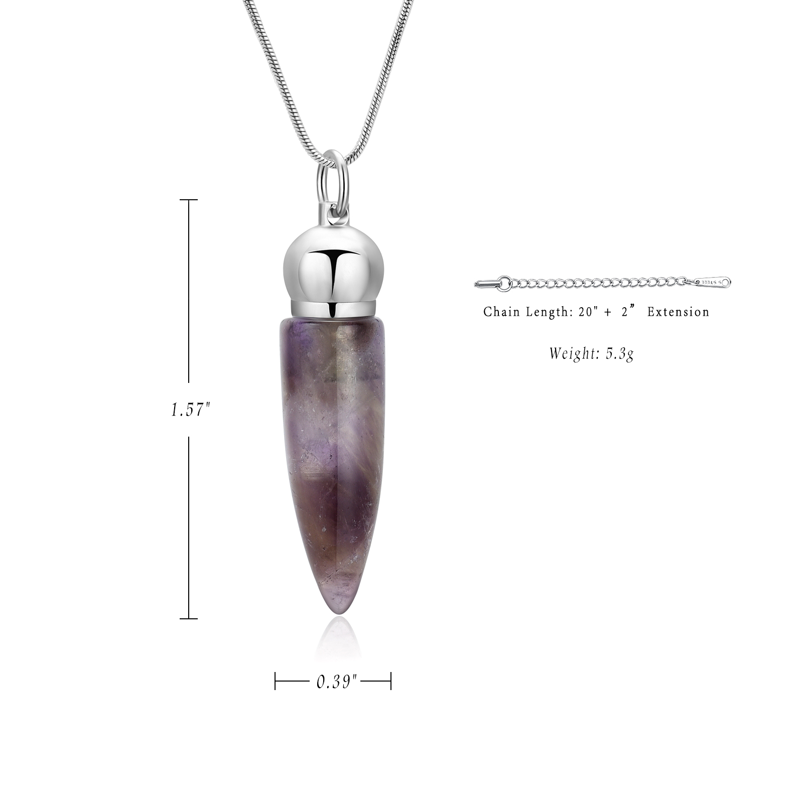 Women Men Stone Bullet Hollow Urn Pendant Cremation Jewelry Ashe Memory Necklace - Picture 21 of 36