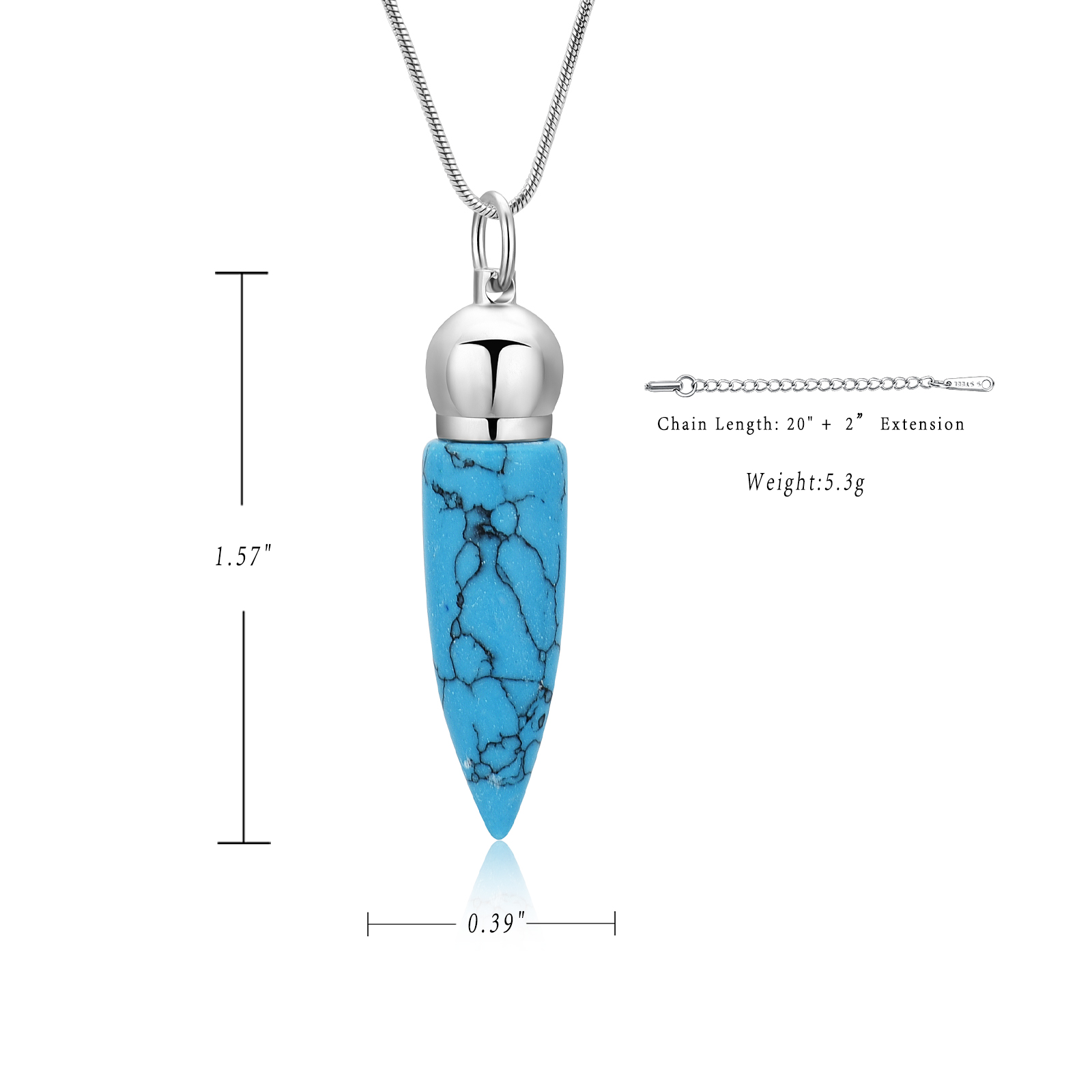 Women Men Stone Bullet Hollow Urn Pendant Cremation Jewelry Ashe Memory Necklace - Picture 26 of 36