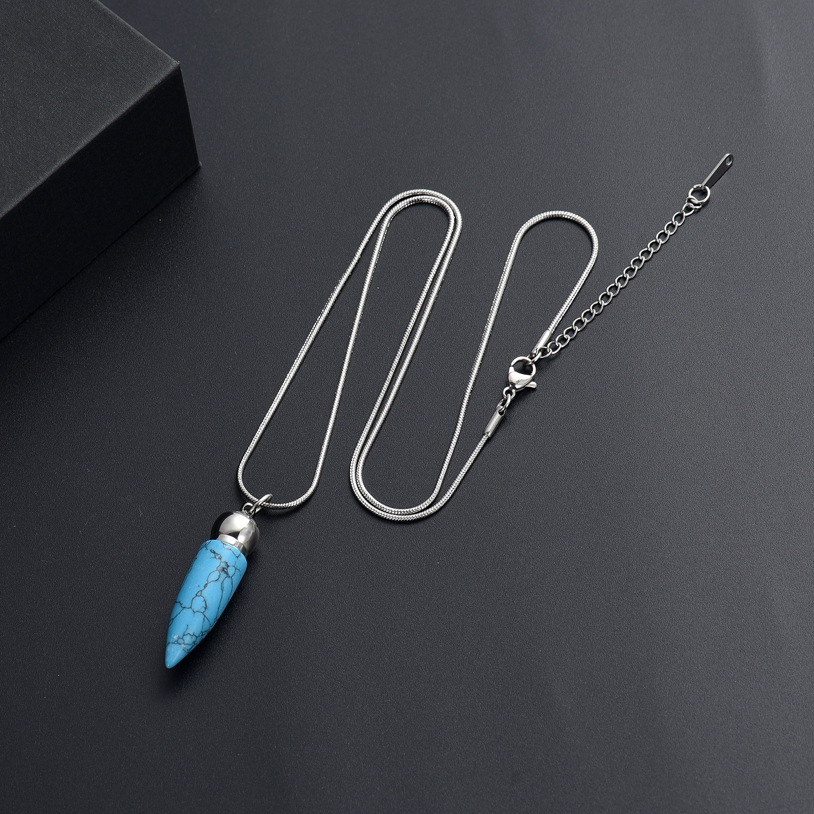 Women Men Stone Bullet Hollow Urn Pendant Cremation Jewelry Ashe Memory Necklace - Picture 30 of 36