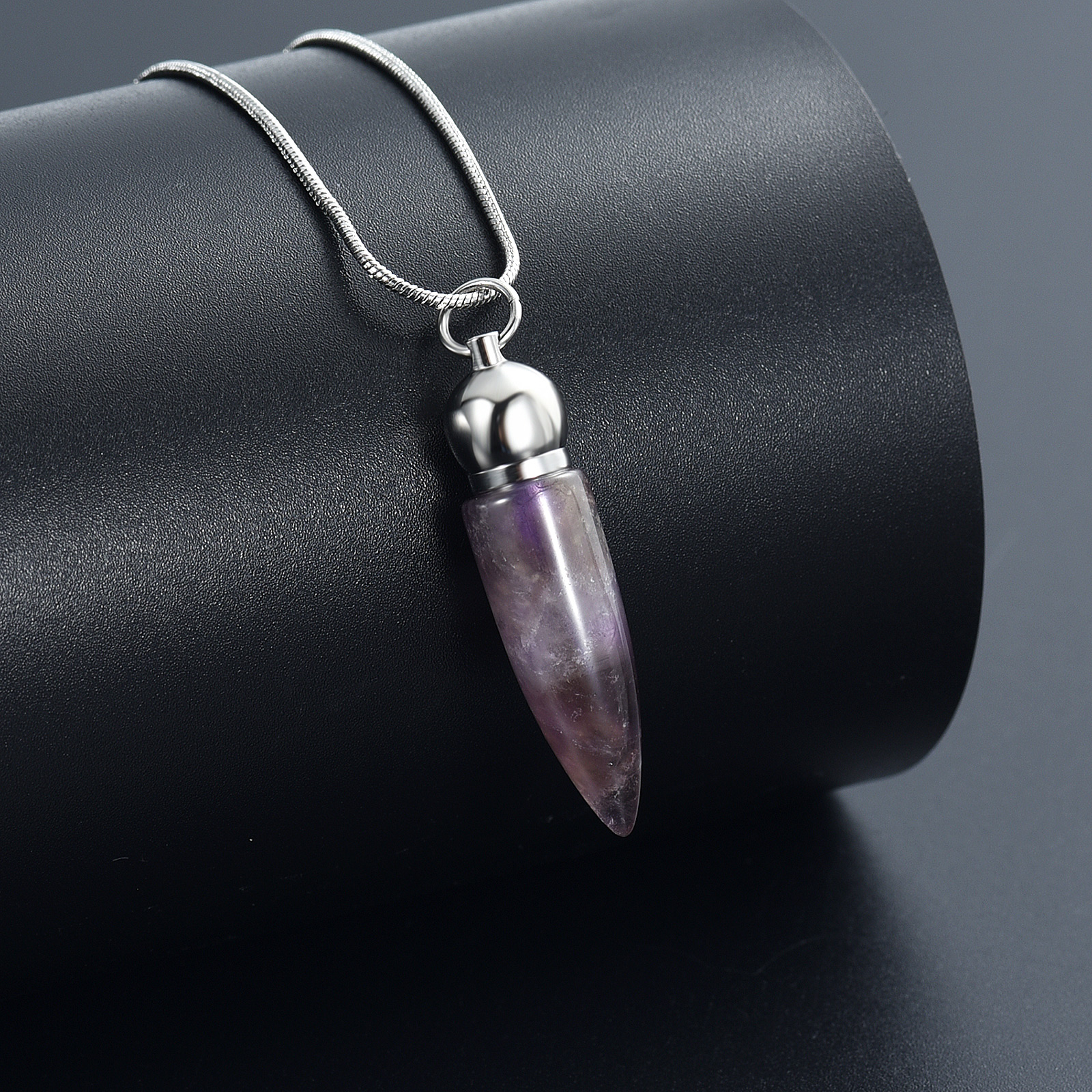 Women Men Stone Bullet Hollow Urn Pendant Cremation Jewelry Ashe Memory Necklace - Picture 22 of 36