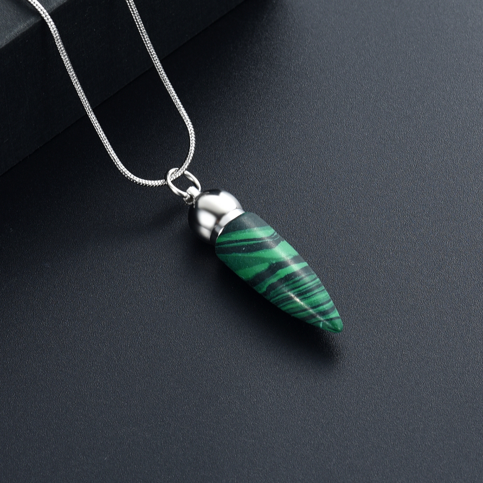 Women Men Stone Bullet Hollow Urn Pendant Cremation Jewelry Ashe Memory Necklace - Picture 18 of 36