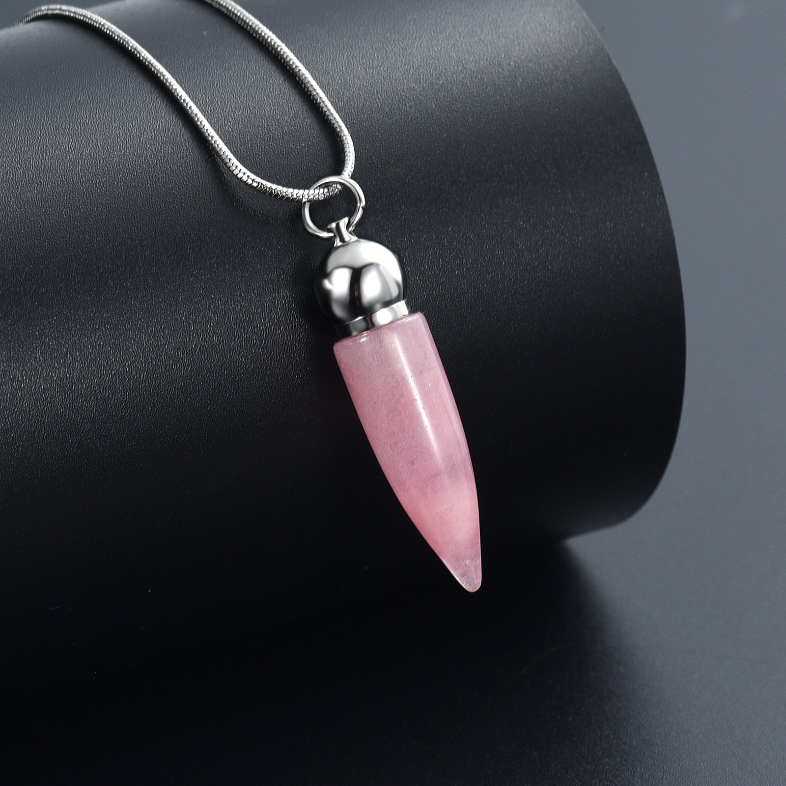 Women Men Stone Bullet Hollow Urn Pendant Cremation Jewelry Ashe Memory Necklace - Picture 33 of 36