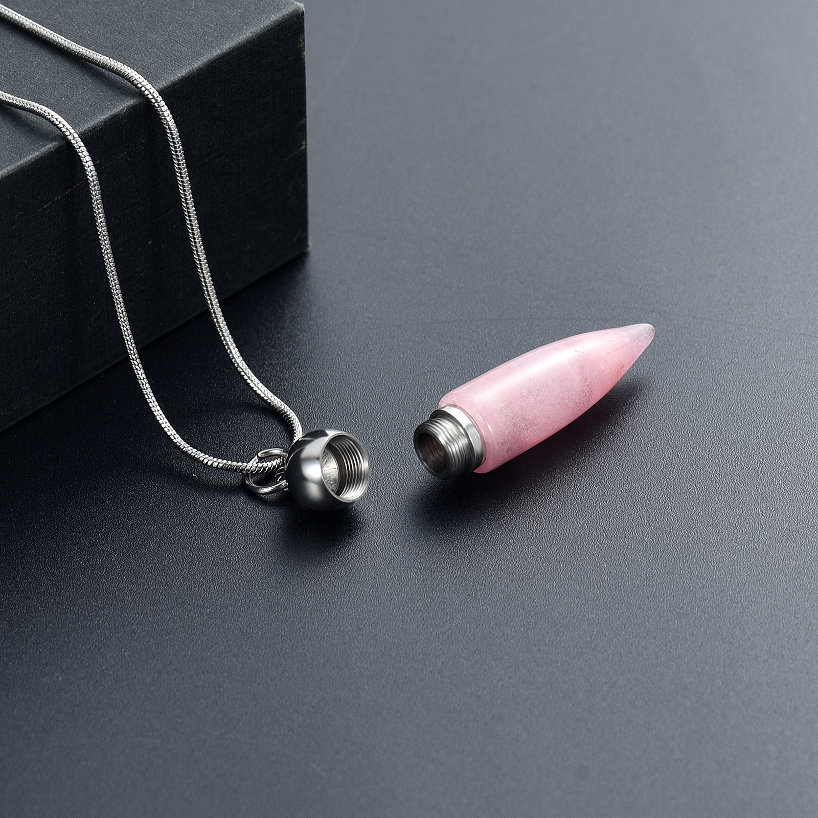 Women Men Stone Bullet Hollow Urn Pendant Cremation Jewelry Ashe Memory Necklace - Picture 35 of 36