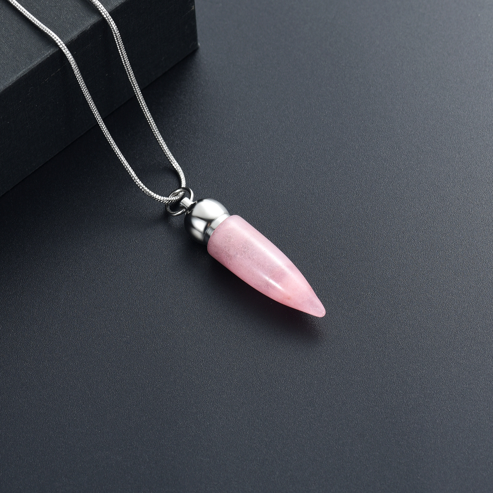 Women Men Stone Bullet Hollow Urn Pendant Cremation Jewelry Ashe Memory Necklace - Picture 34 of 36