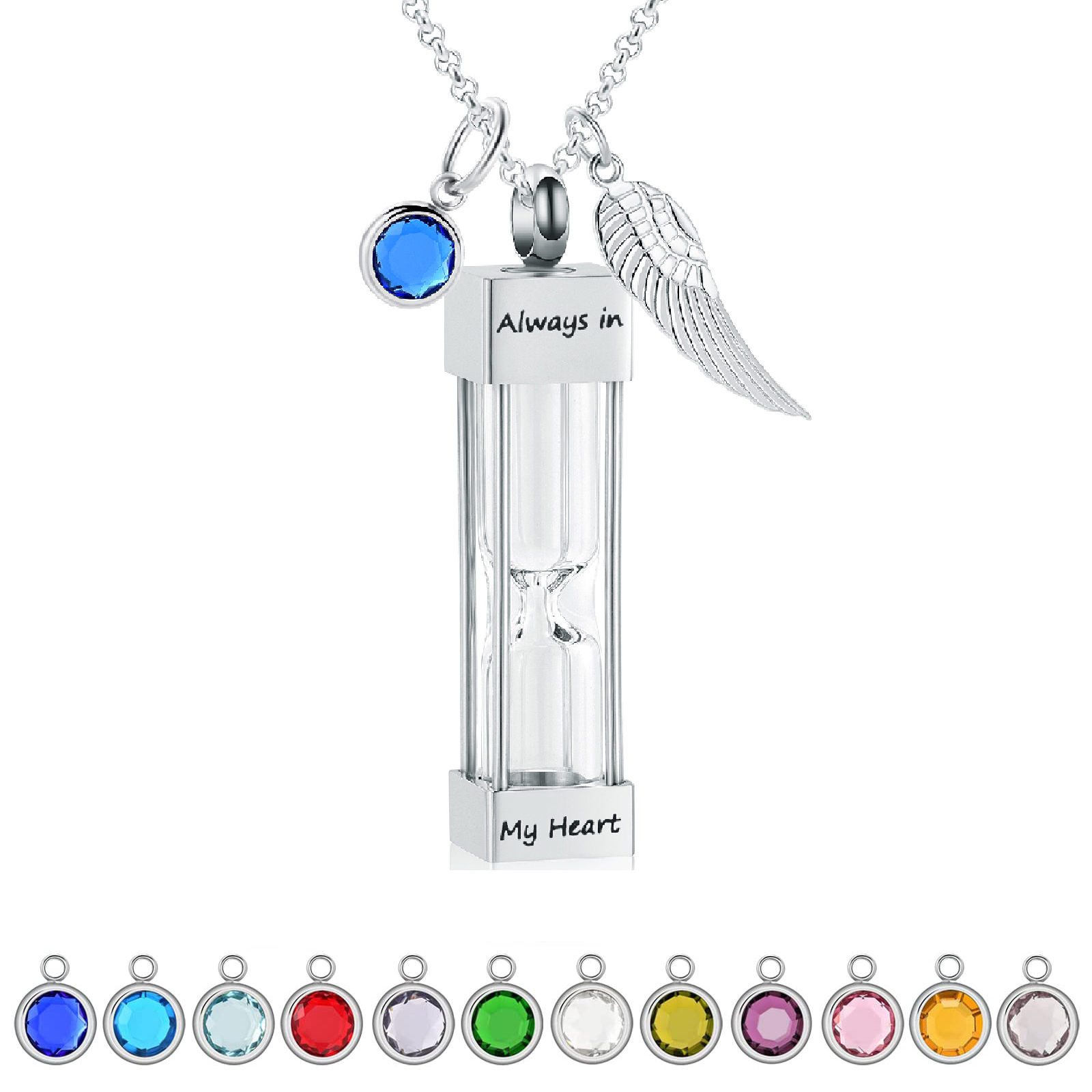 Hourglass Urn Keepsake Pendant Memorial Necklace for Ashes Jewellery Charm Gift - Picture 3 of 15
