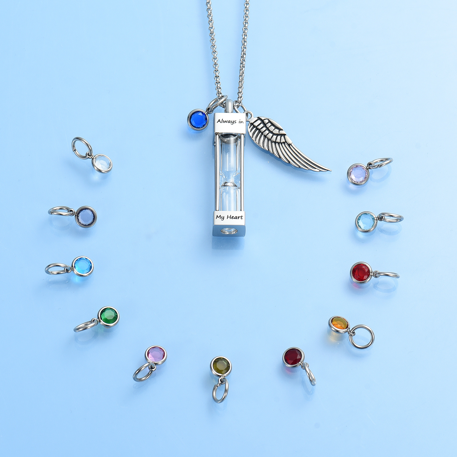 Hourglass Urn Keepsake Pendant Memorial Necklace for Ashes Jewellery Charm Gift - Picture 4 of 15