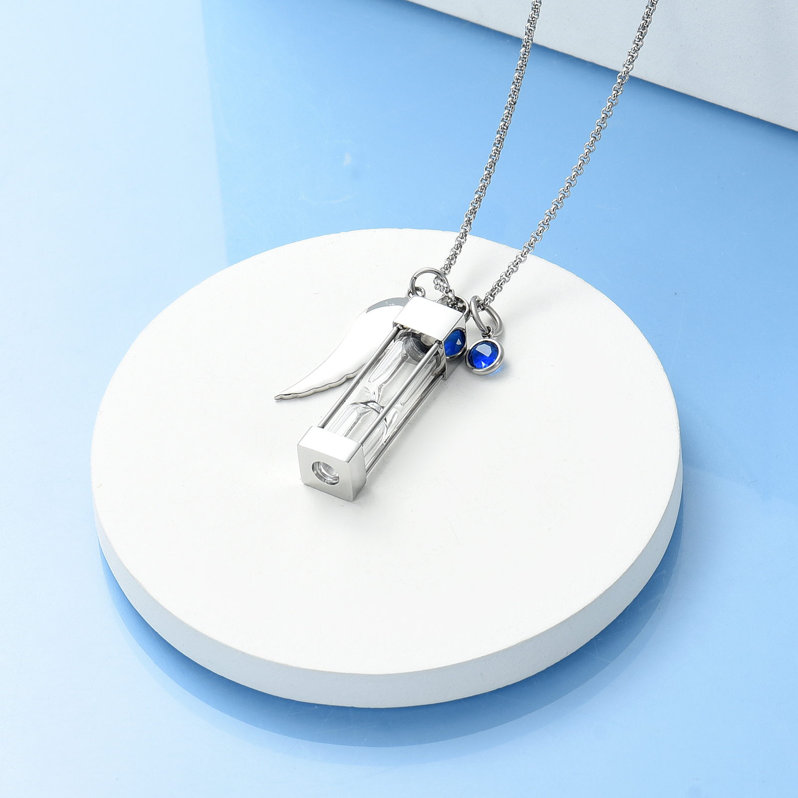 Hourglass Urn Keepsake Pendant Memorial Necklace for Ashes Jewellery Charm Gift - Picture 5 of 15