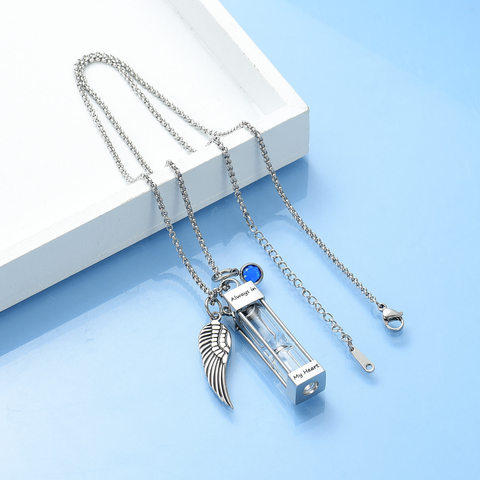 Hourglass Urn Keepsake Pendant Memorial Necklace for Ashes Jewellery Charm Gift - Picture 6 of 15
