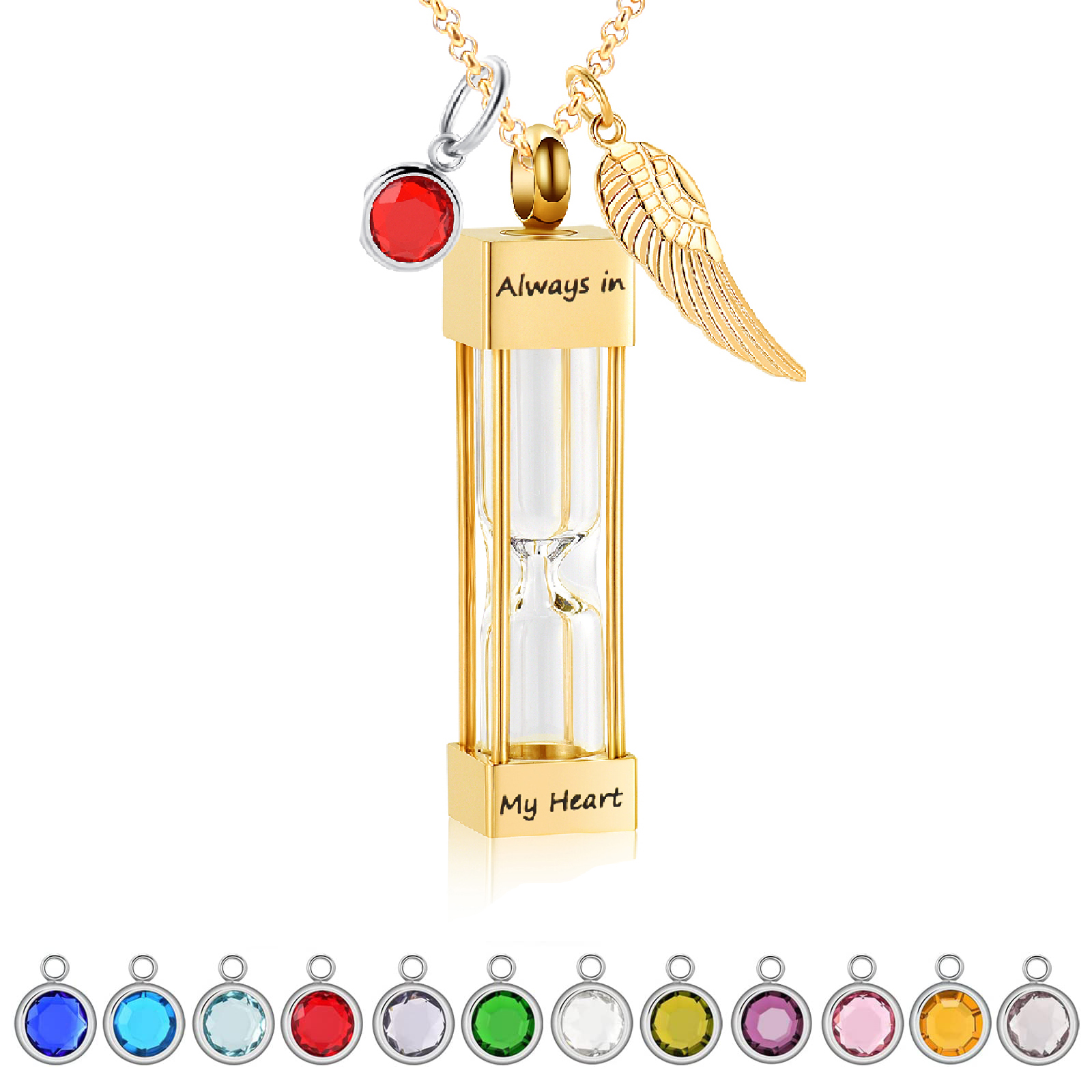 Hourglass Urn Keepsake Pendant Memorial Necklace for Ashes Jewellery Charm Gift - Picture 7 of 15