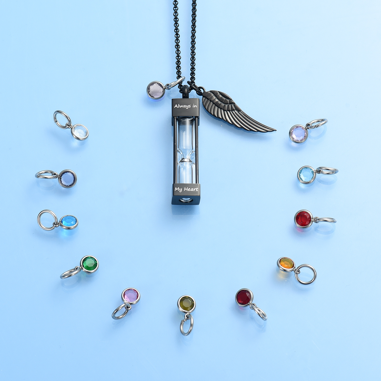 Hourglass Urn Keepsake Pendant Memorial Necklace for Ashes Jewellery Charm Gift - Picture 13 of 15