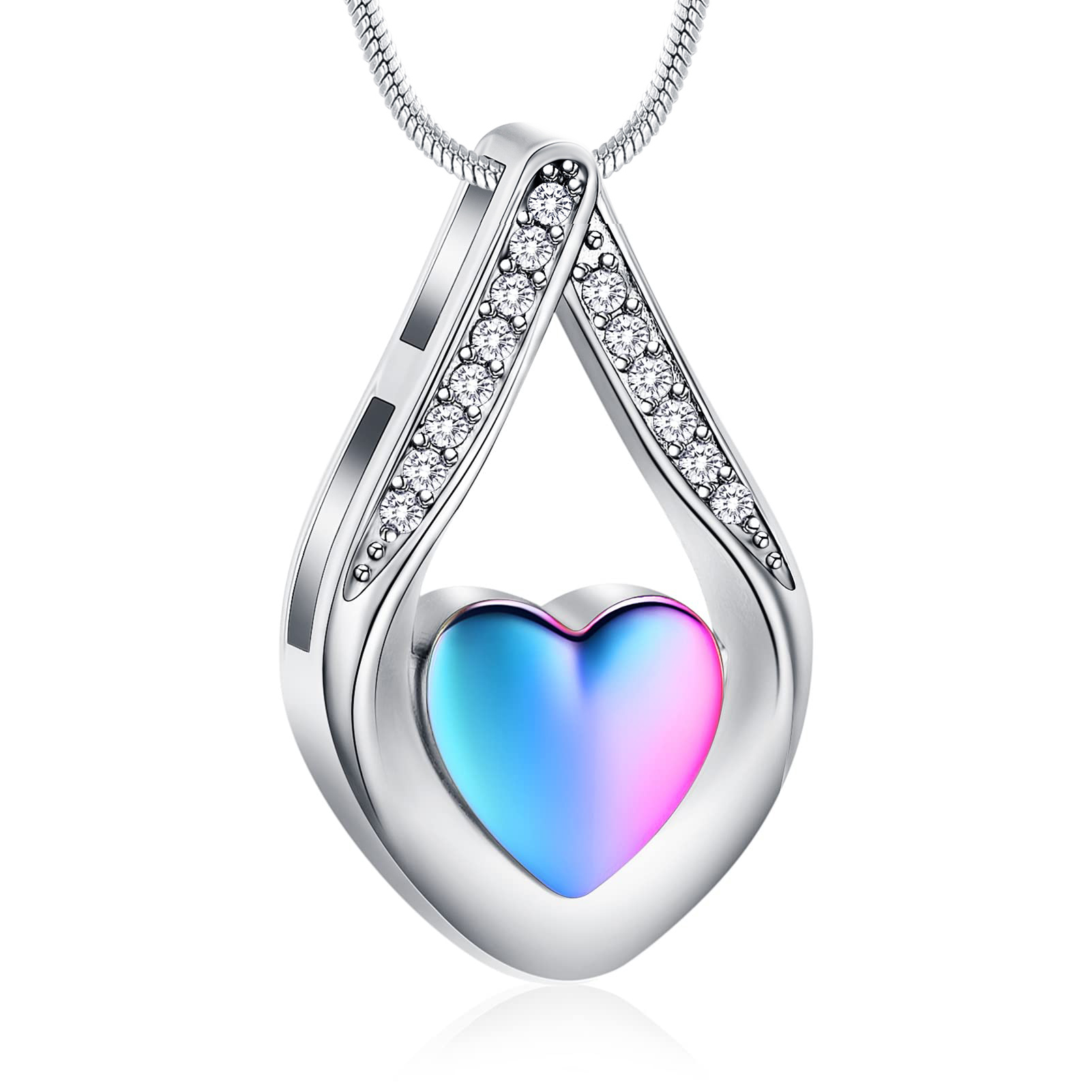 Teardrop Heart Urn Keepsake Pendant Memorial Necklace for Ashes Jewellery Charm - Picture 7 of 7